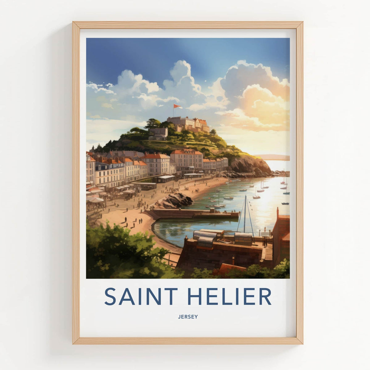 Saint Helier Poster - Jersey Travel Art - Coastal Bay Town Home Decor