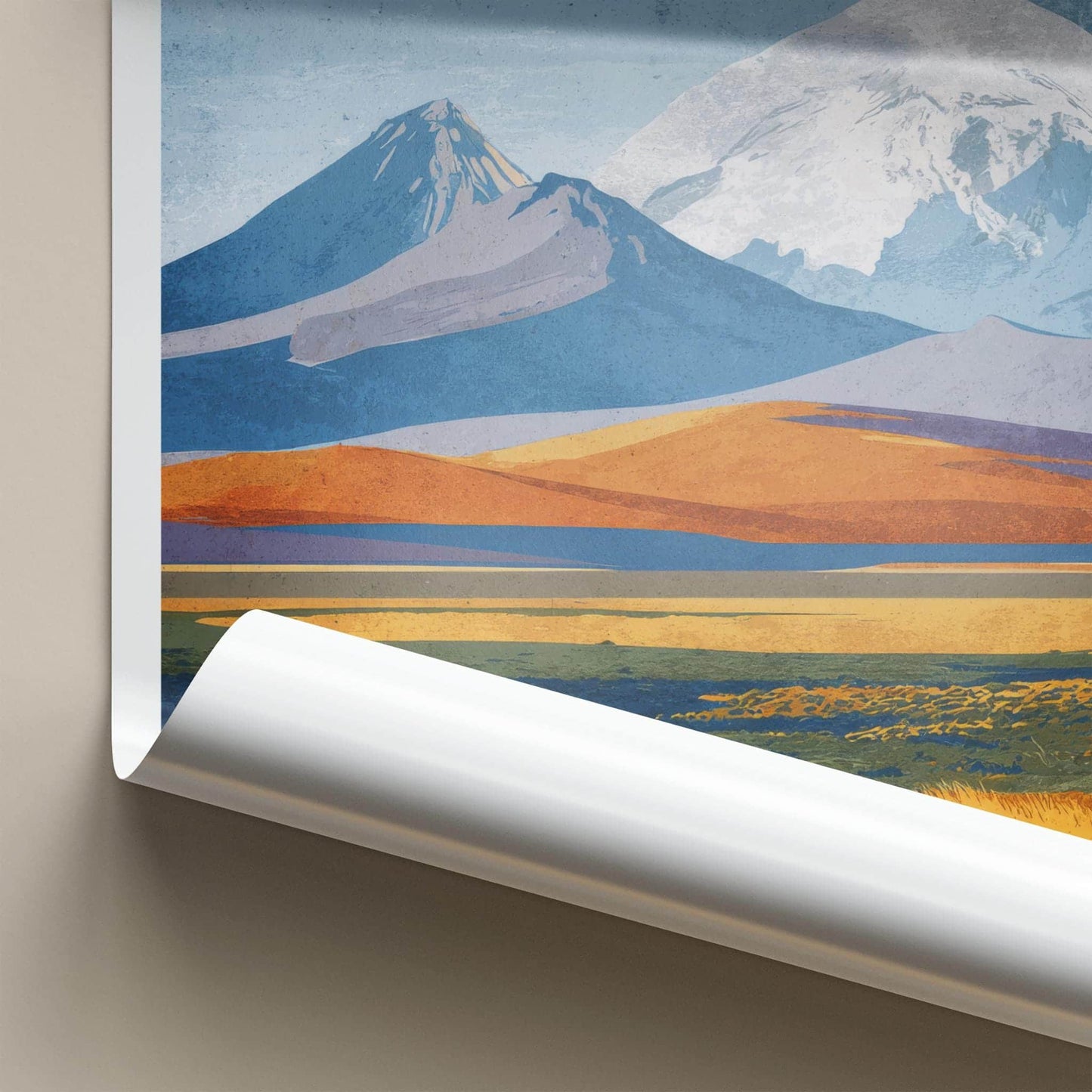 Sajama National Park Poster - Bolivia Travel Art - Volcanic Mountain Lake Home Decor
