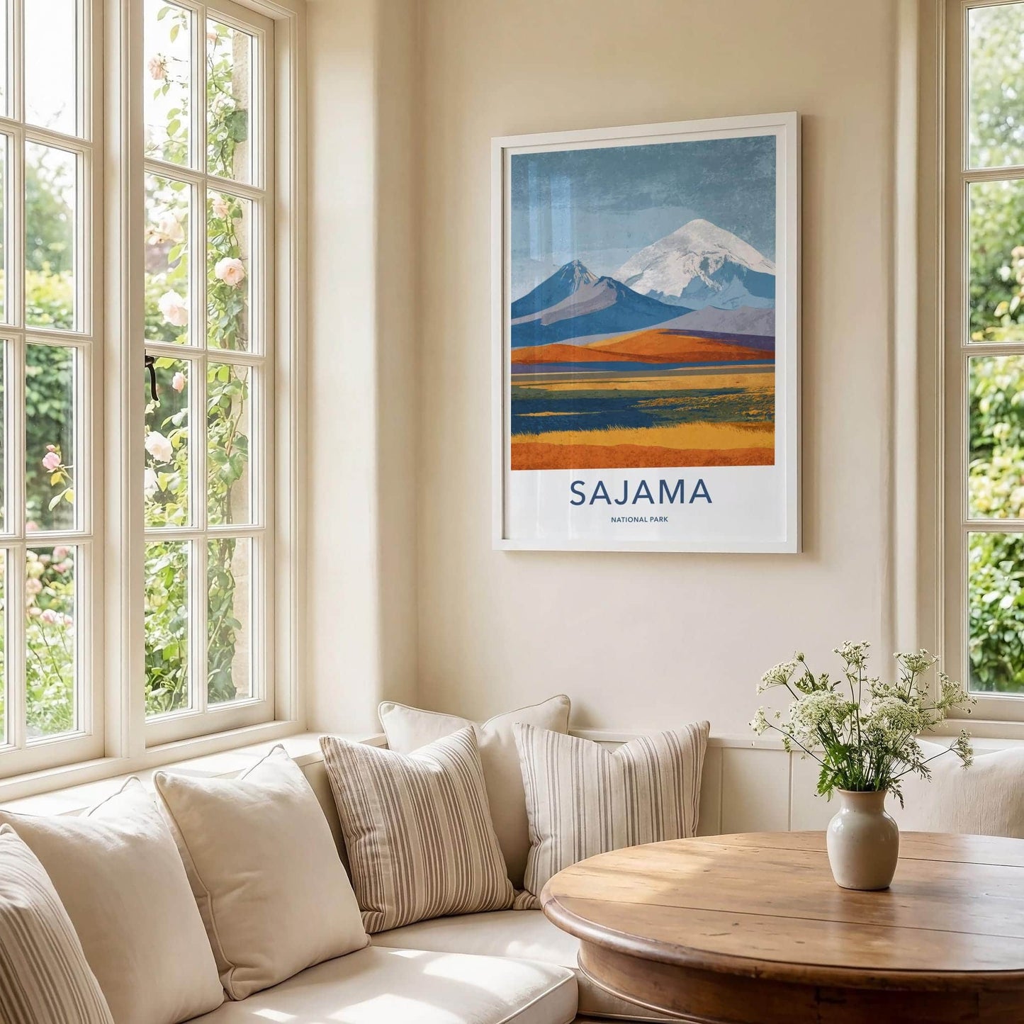 Sajama National Park Poster - Bolivia Travel Art - Volcanic Mountain Lake Home Decor