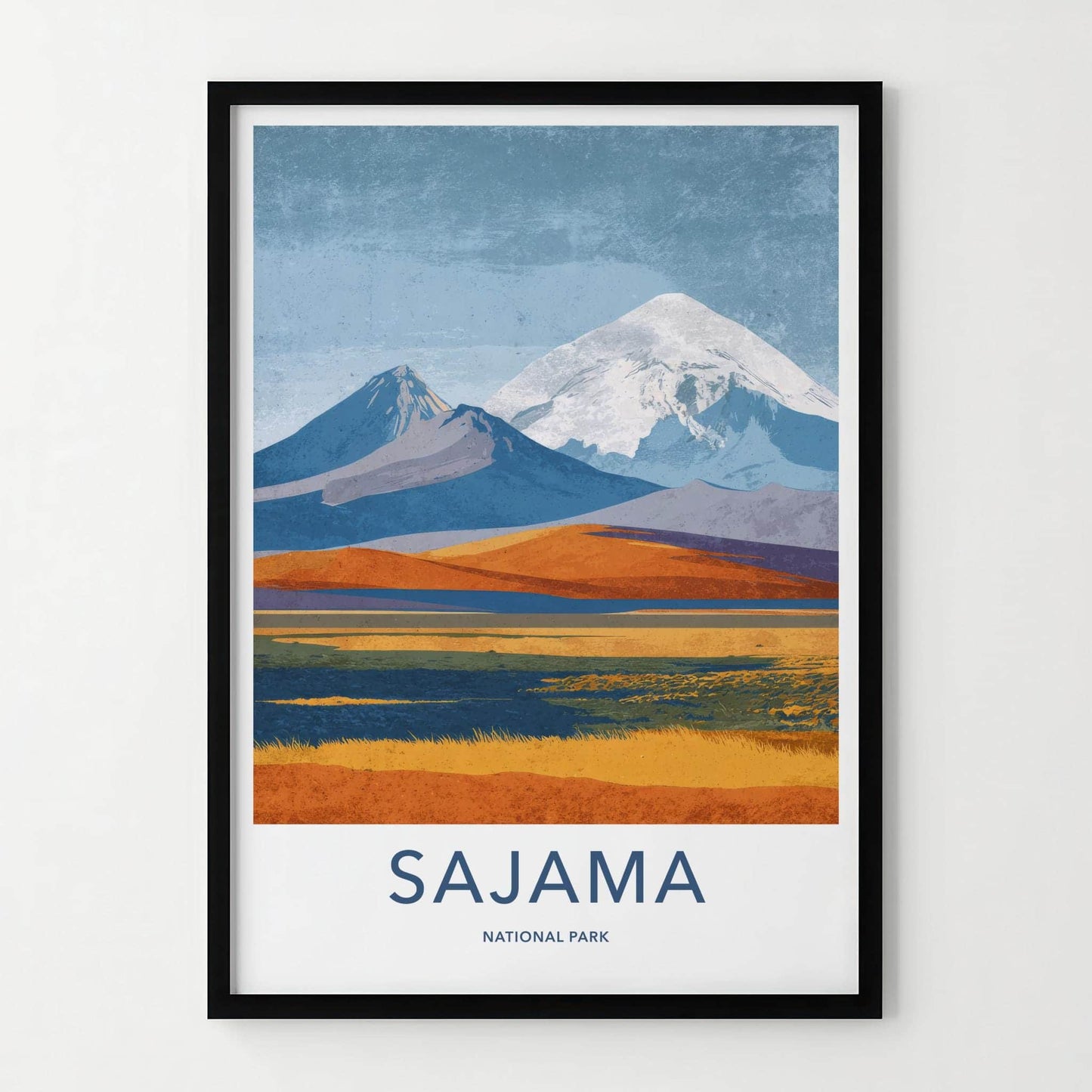 Sajama National Park Poster - Bolivia Travel Art - Volcanic Mountain Lake Home Decor