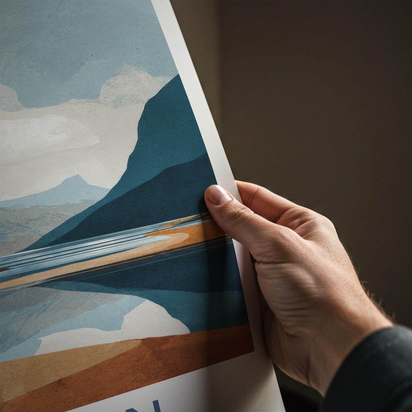 Saksun Poster - Faroe Islands Travel Art - Coastal Mountain Reflection Home Decor