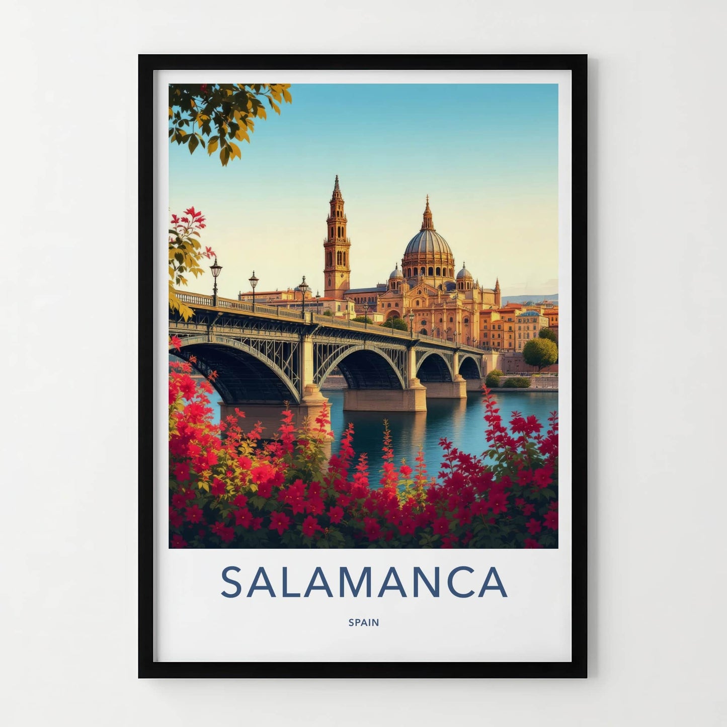 Salamanca Poster - Spain Travel Art - Historic Bridge Cathedral Home Decor
