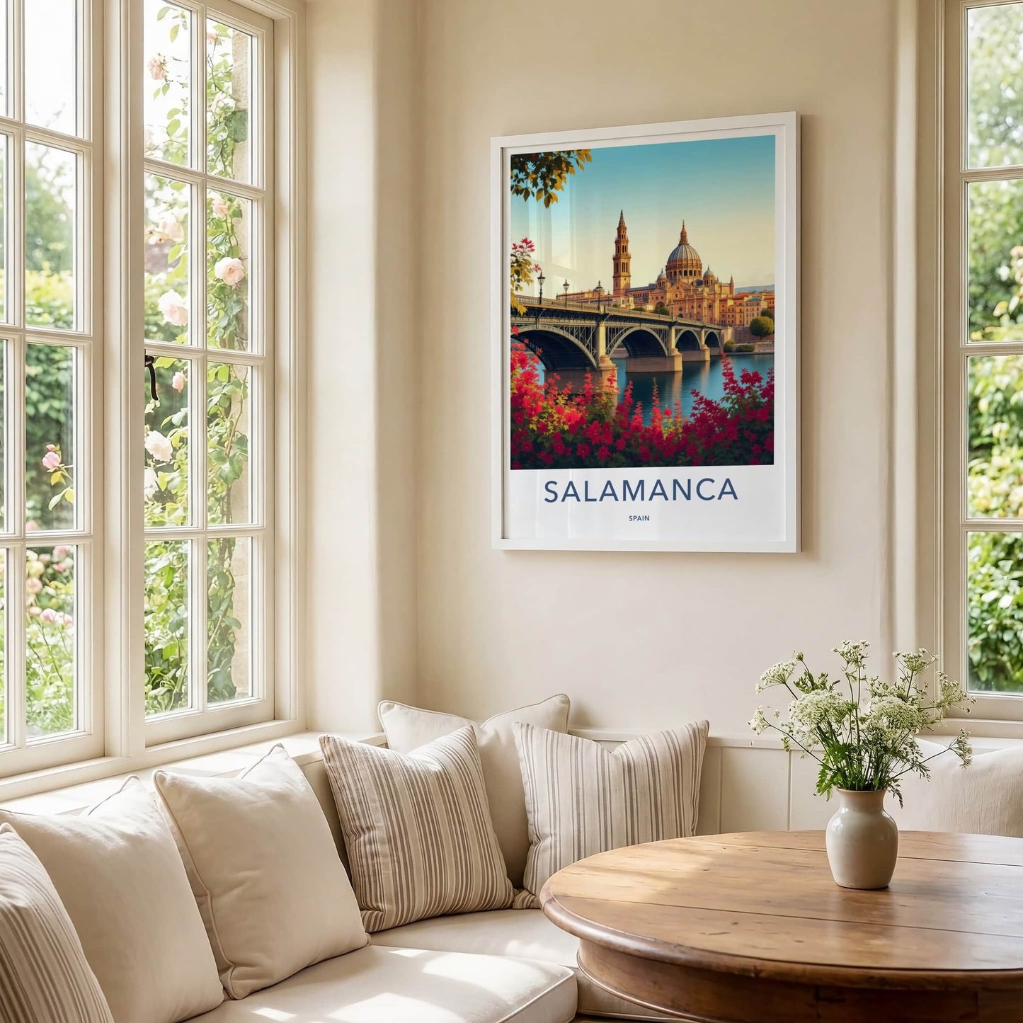 Salamanca Poster - Spain Travel Art - Historic Bridge Cathedral Home Decor