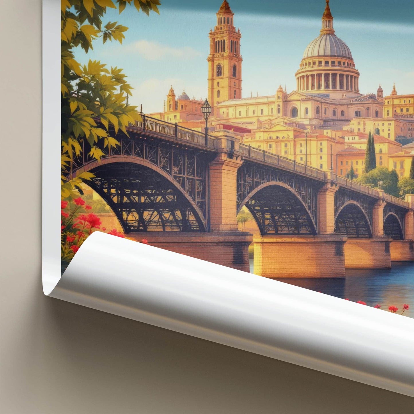 Salamanca Poster - Spain Travel Art - Historic Bridge View Home Decor