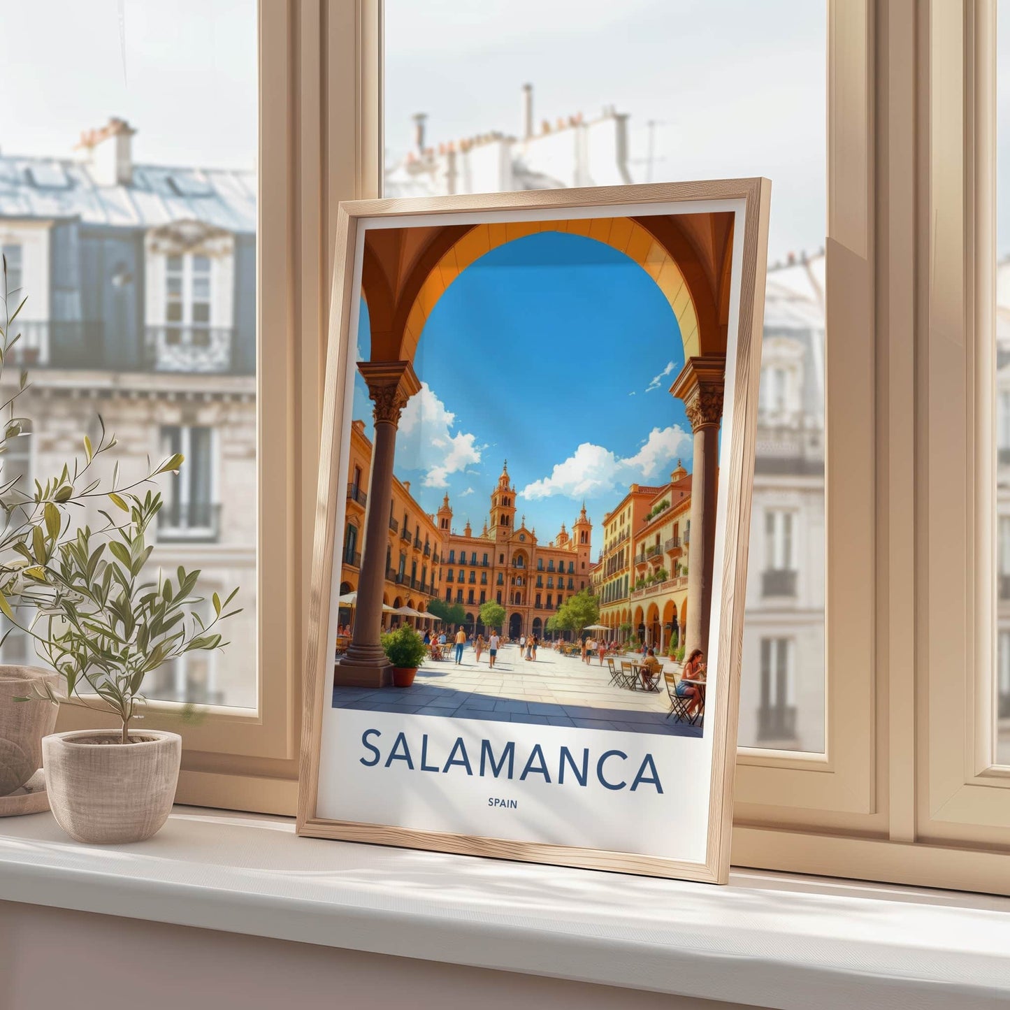 Salamanca Poster - Spain Travel Art - Plaza Mayor Home Decor