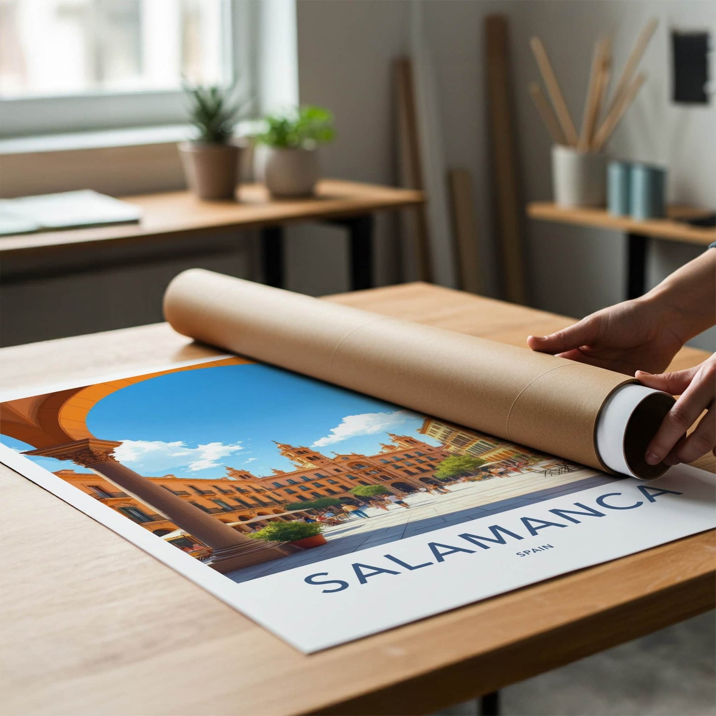 Salamanca Poster - Spain Travel Art - Plaza Mayor Home Decor