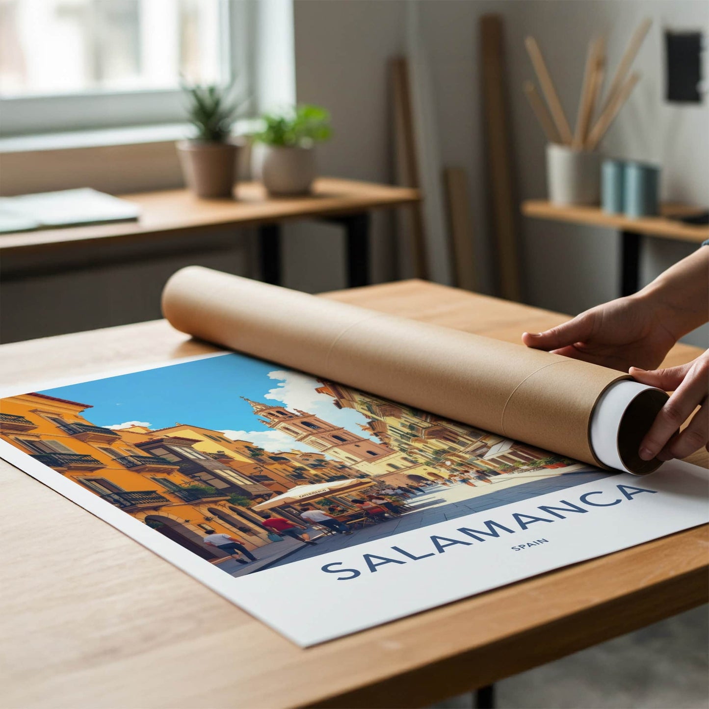 Salamanca Poster - Spain Travel Art - Sunny Tower Street Home Decor