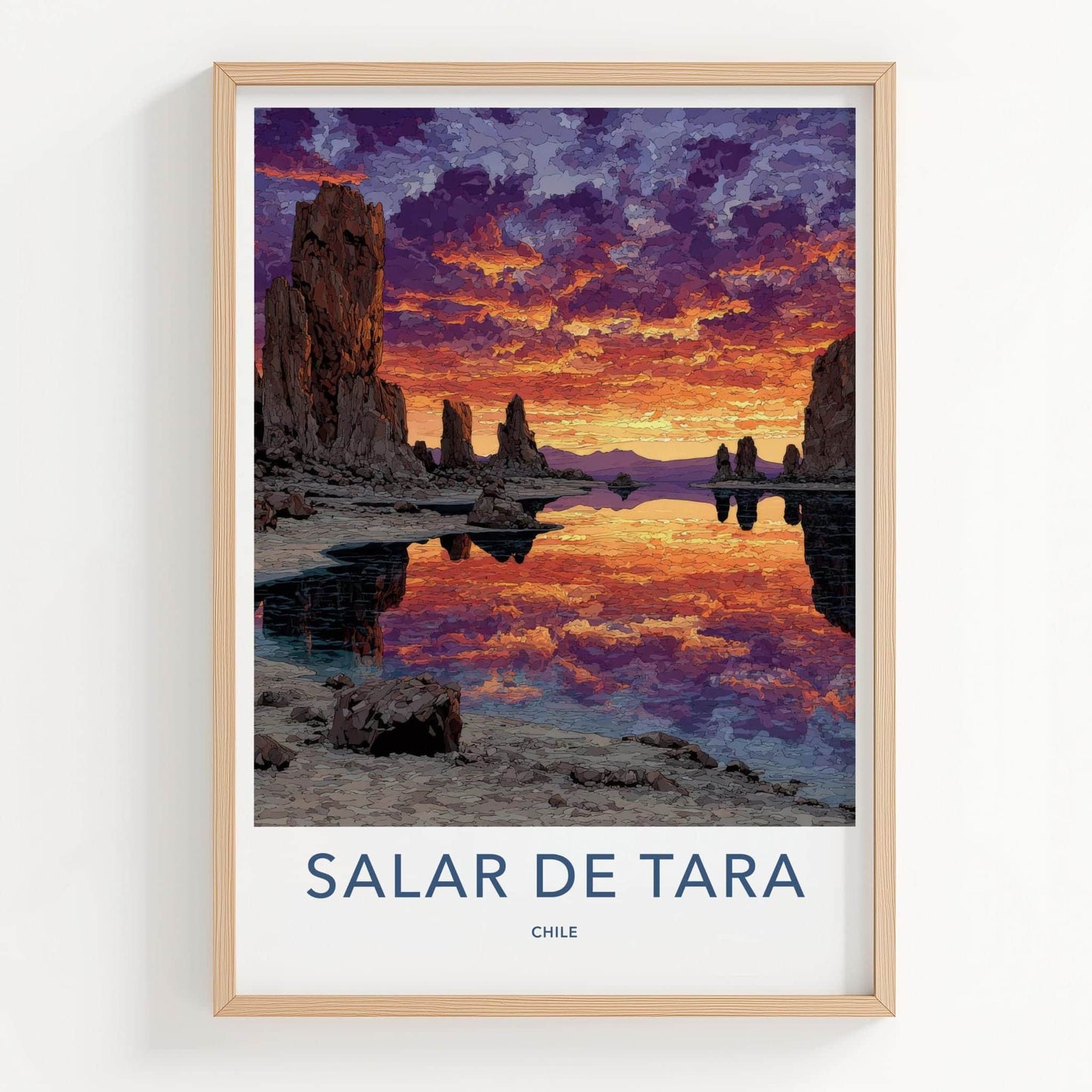 Salar De Tara Poster - Chile Travel Art - Dramatic Sky Reflection Wall Decor