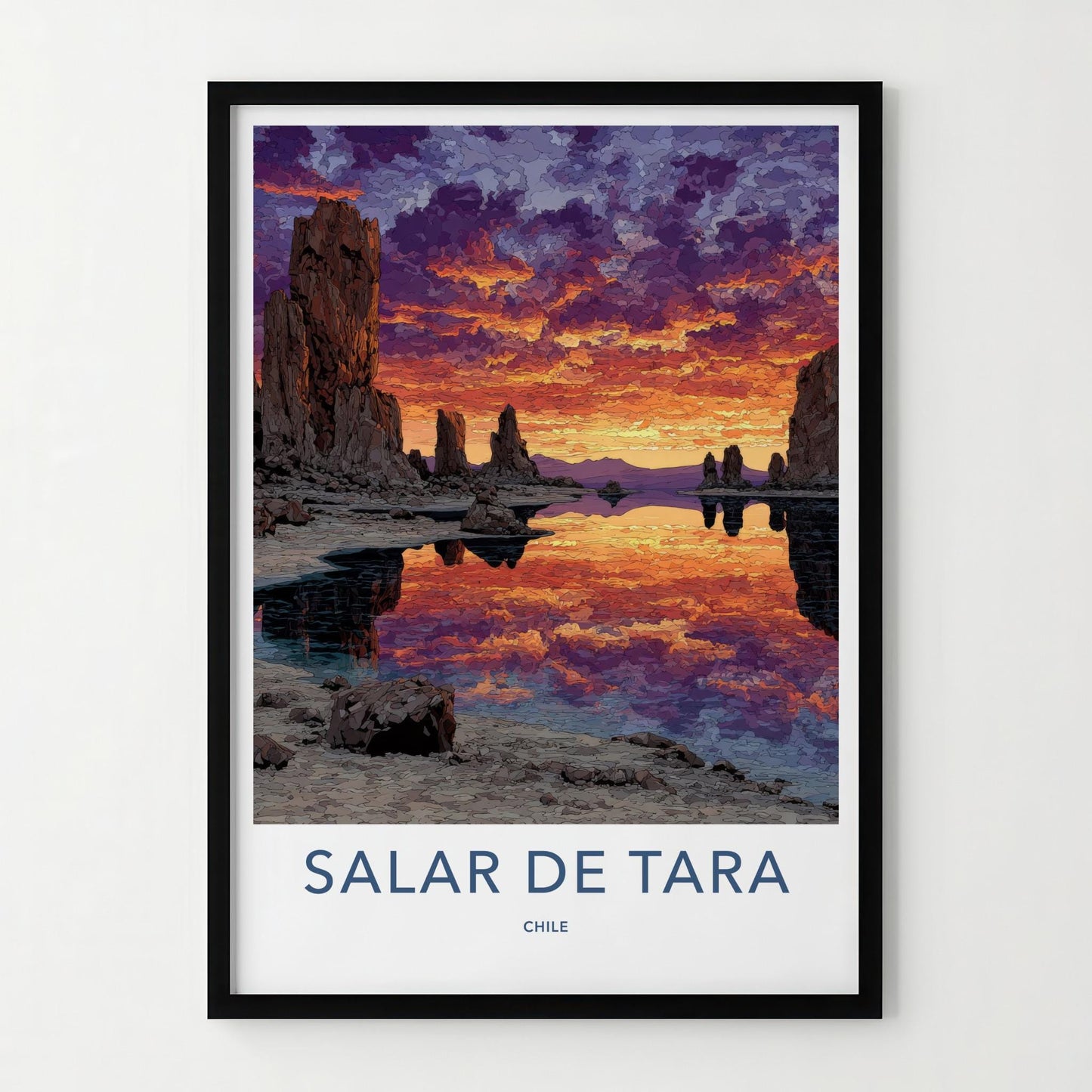 Salar De Tara Poster - Chile Travel Art - Dramatic Sky Reflection Wall Decor
