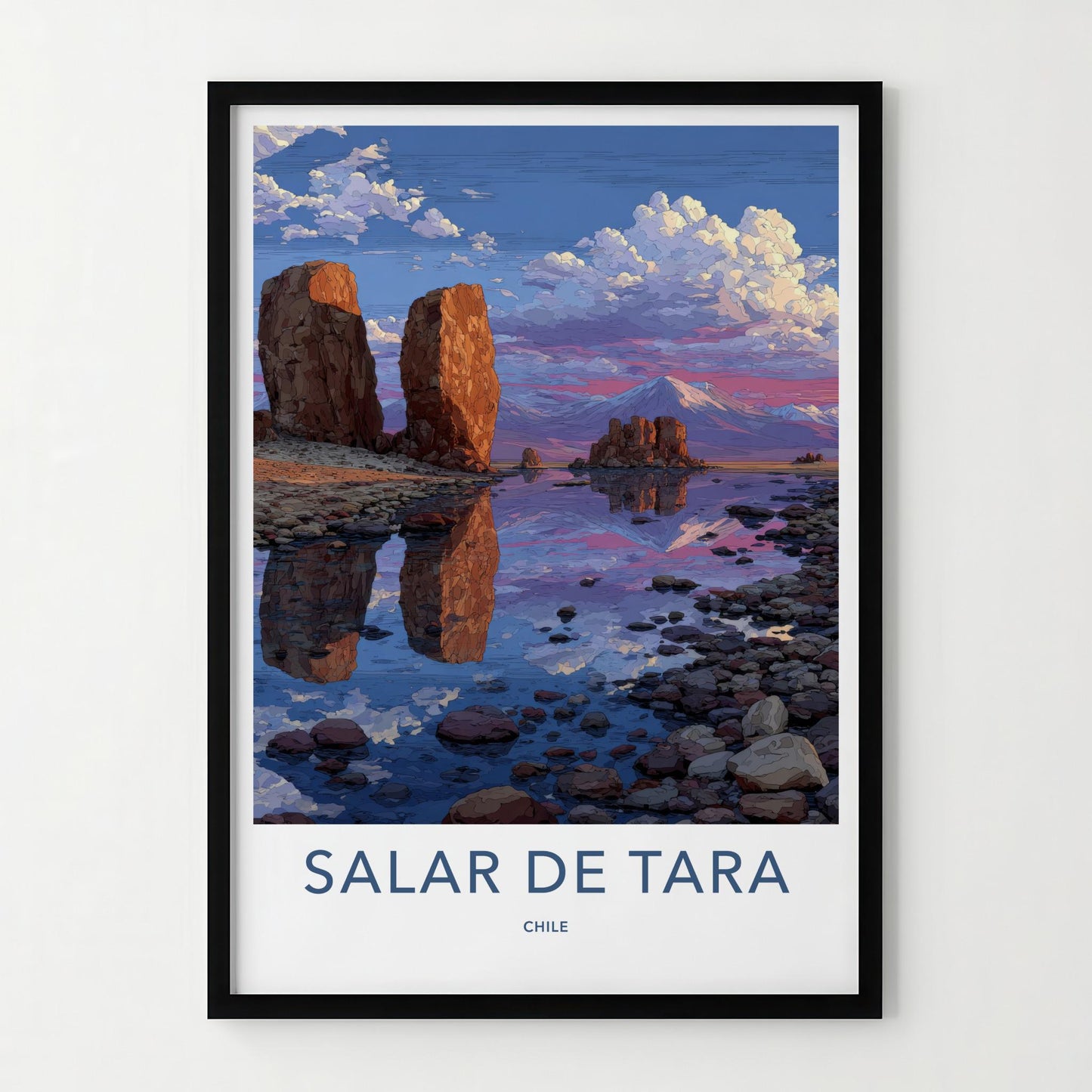 Salar De Tara Poster - Chile Travel Art - Vivid Rock Reflections Home Decor