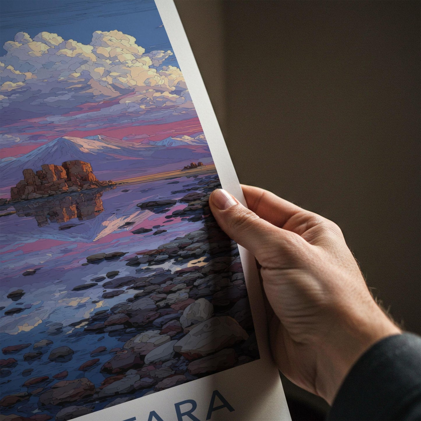 Salar De Tara Poster - Chile Travel Art - Vivid Rock Reflections Home Decor