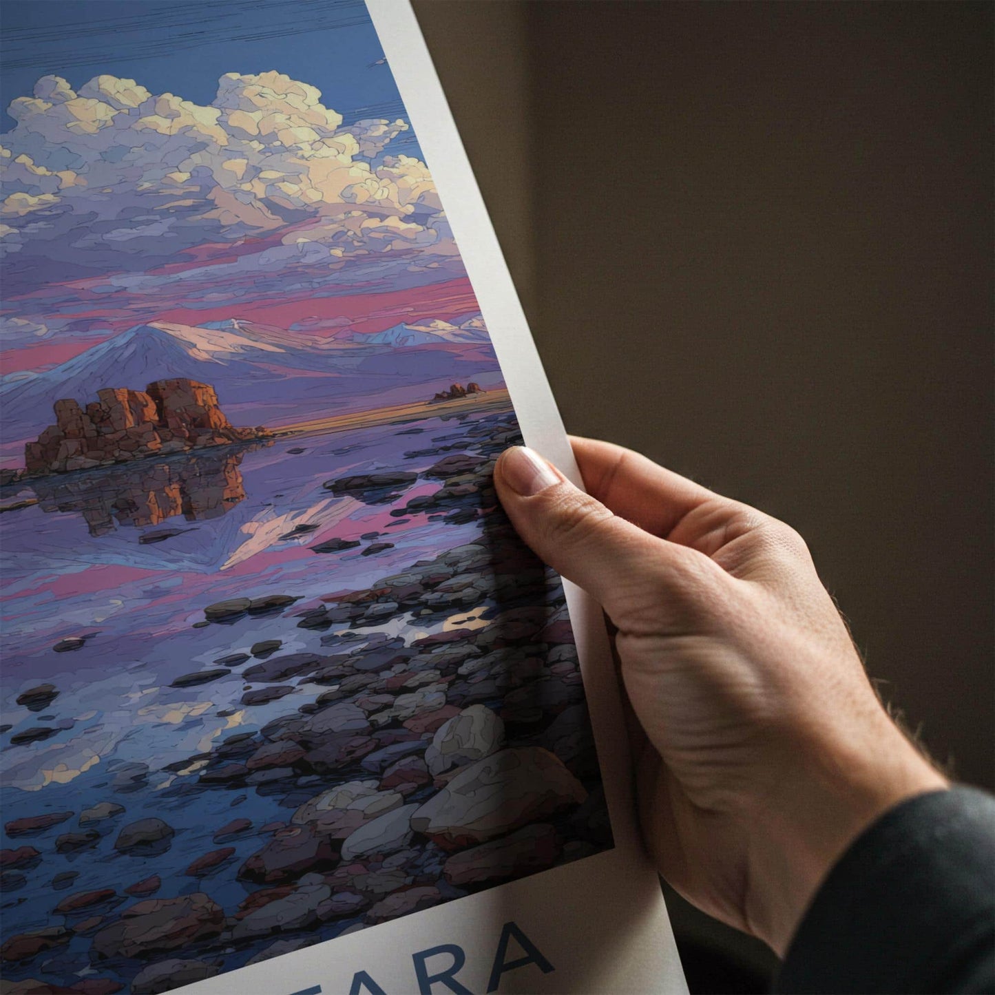Salar De Tara Poster - Chile Travel Art - Vivid Rock Reflections Home Decor