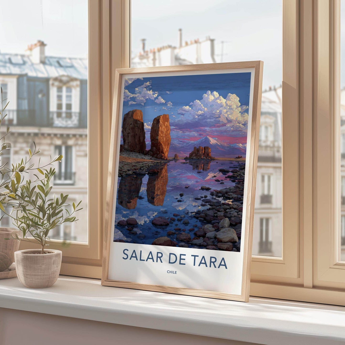 Salar De Tara Poster - Chile Travel Art - Vivid Rock Reflections Home Decor