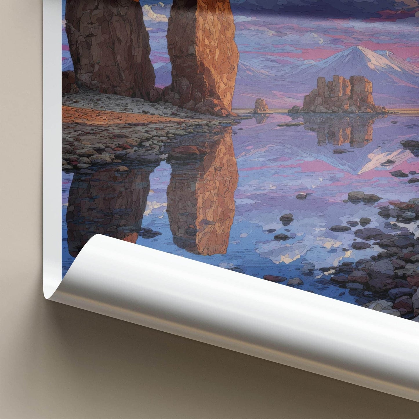 Salar De Tara Poster - Chile Travel Art - Vivid Rock Reflections Home Decor