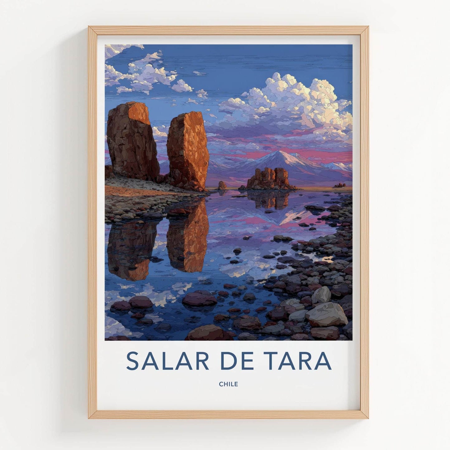 Salar De Tara Poster - Chile Travel Art - Vivid Rock Reflections Home Decor