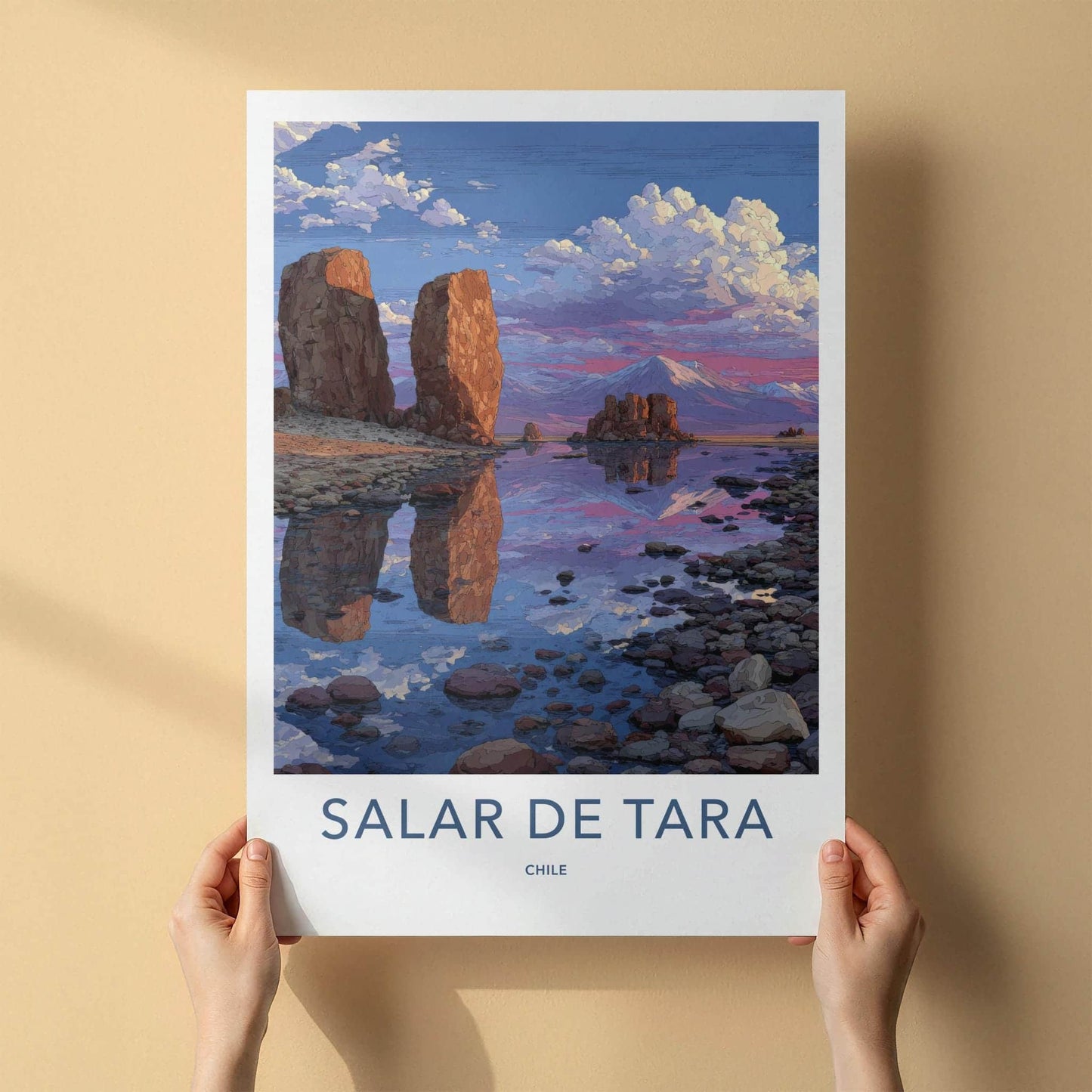 Salar De Tara Poster - Chile Travel Art - Vivid Rock Reflections Home Decor
