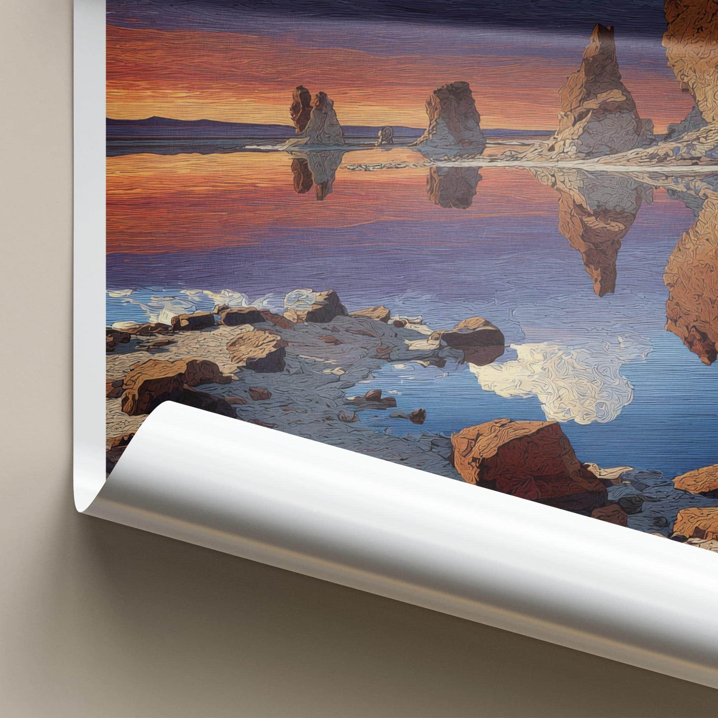 Salar De Tara Poster - Chile Wall Art - Dramatic Rock Reflections Home Decor