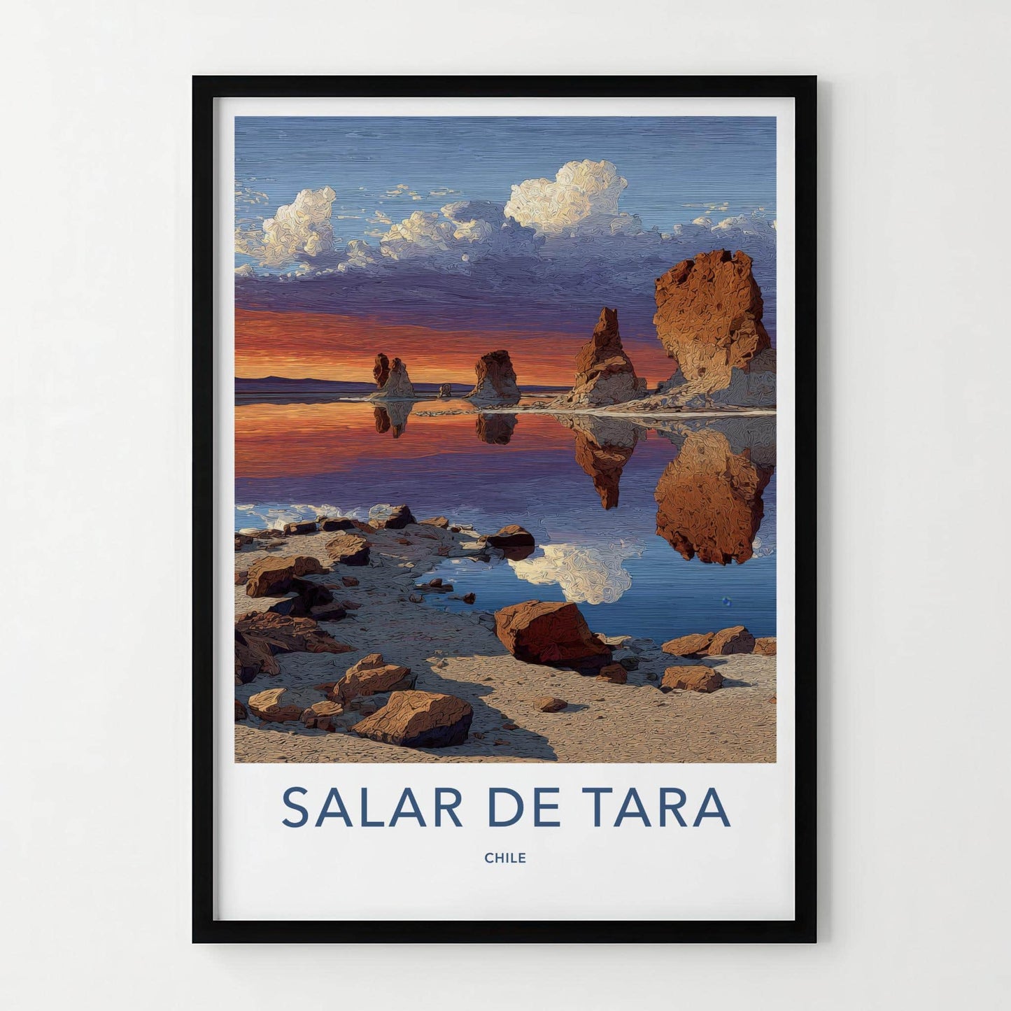 Salar De Tara Poster - Chile Wall Art - Dramatic Rock Reflections Home Decor