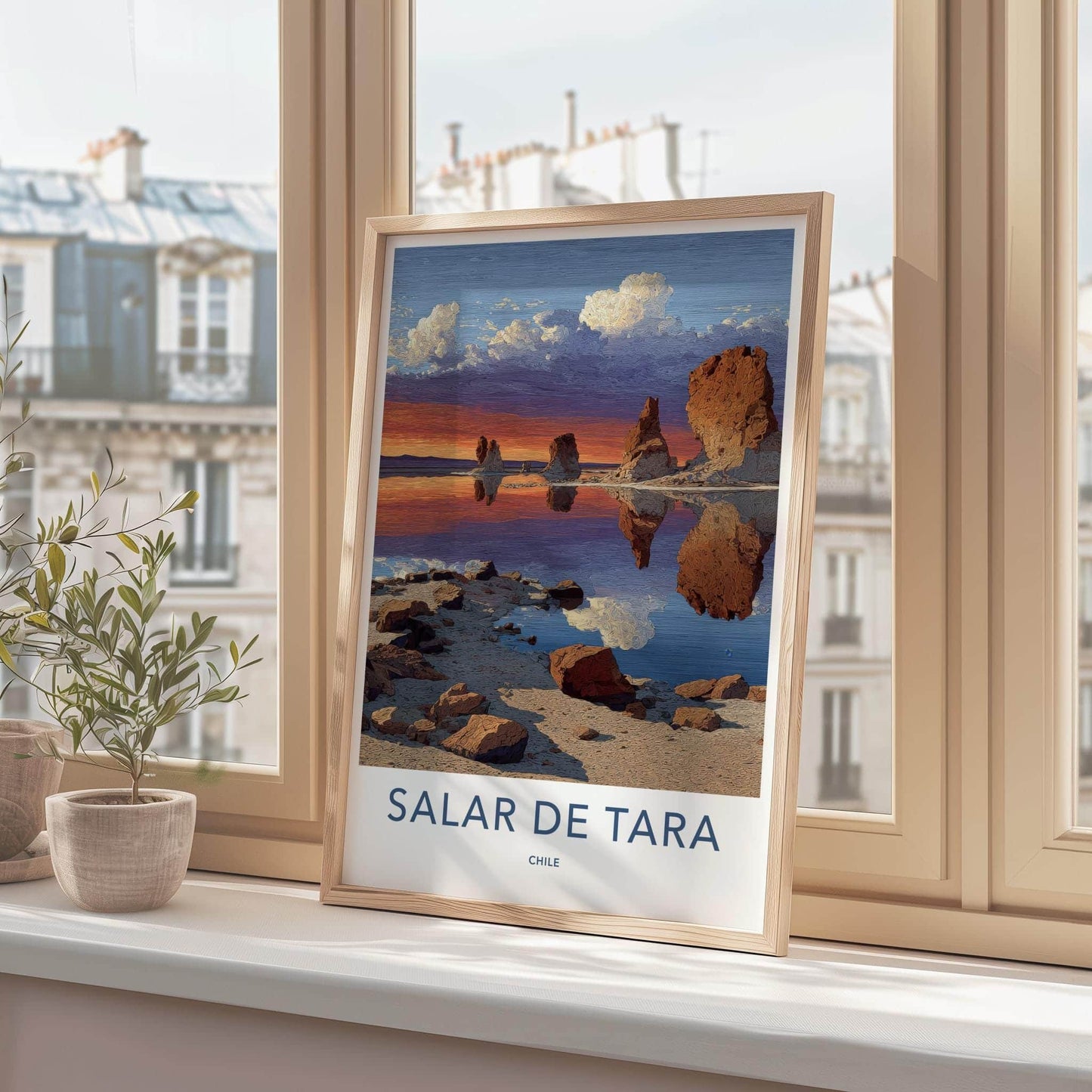Salar De Tara Poster - Chile Wall Art - Dramatic Rock Reflections Home Decor