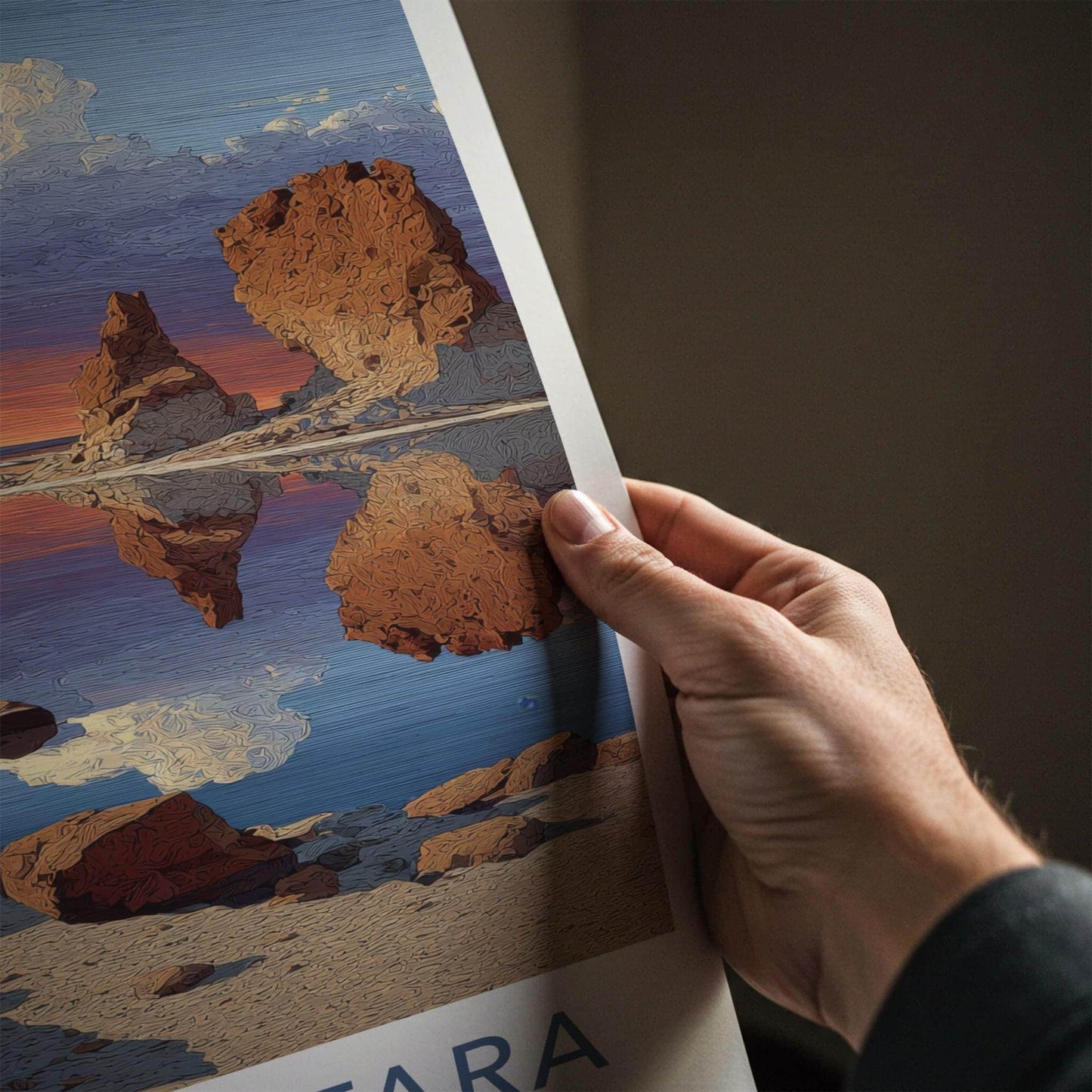 Salar De Tara Poster - Chile Wall Art - Dramatic Rock Reflections Home Decor