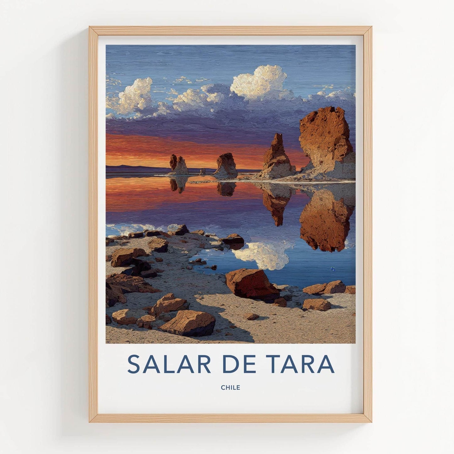 Salar De Tara Poster - Chile Wall Art - Dramatic Rock Reflections Home Decor
