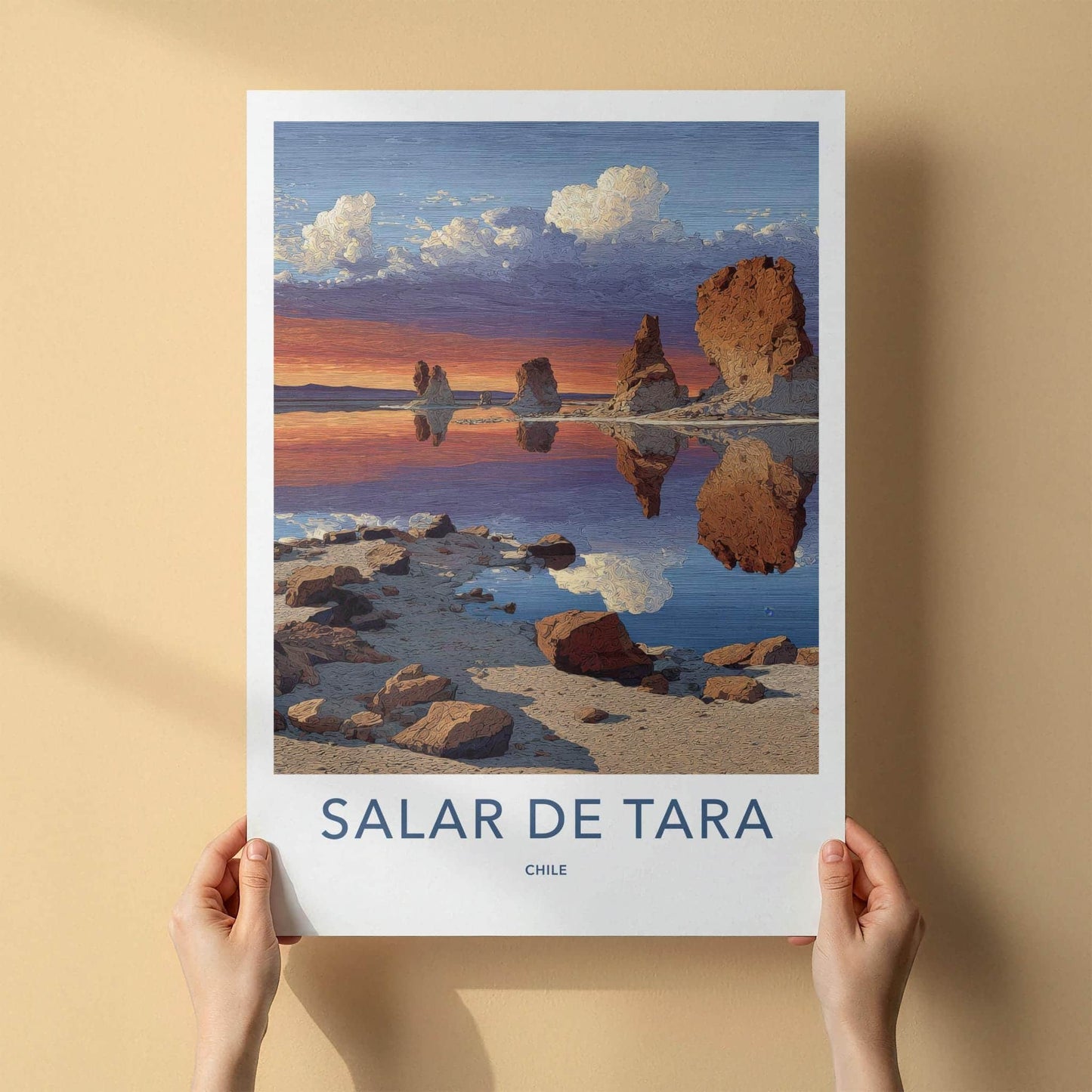 Salar De Tara Poster - Chile Wall Art - Dramatic Rock Reflections Home Decor