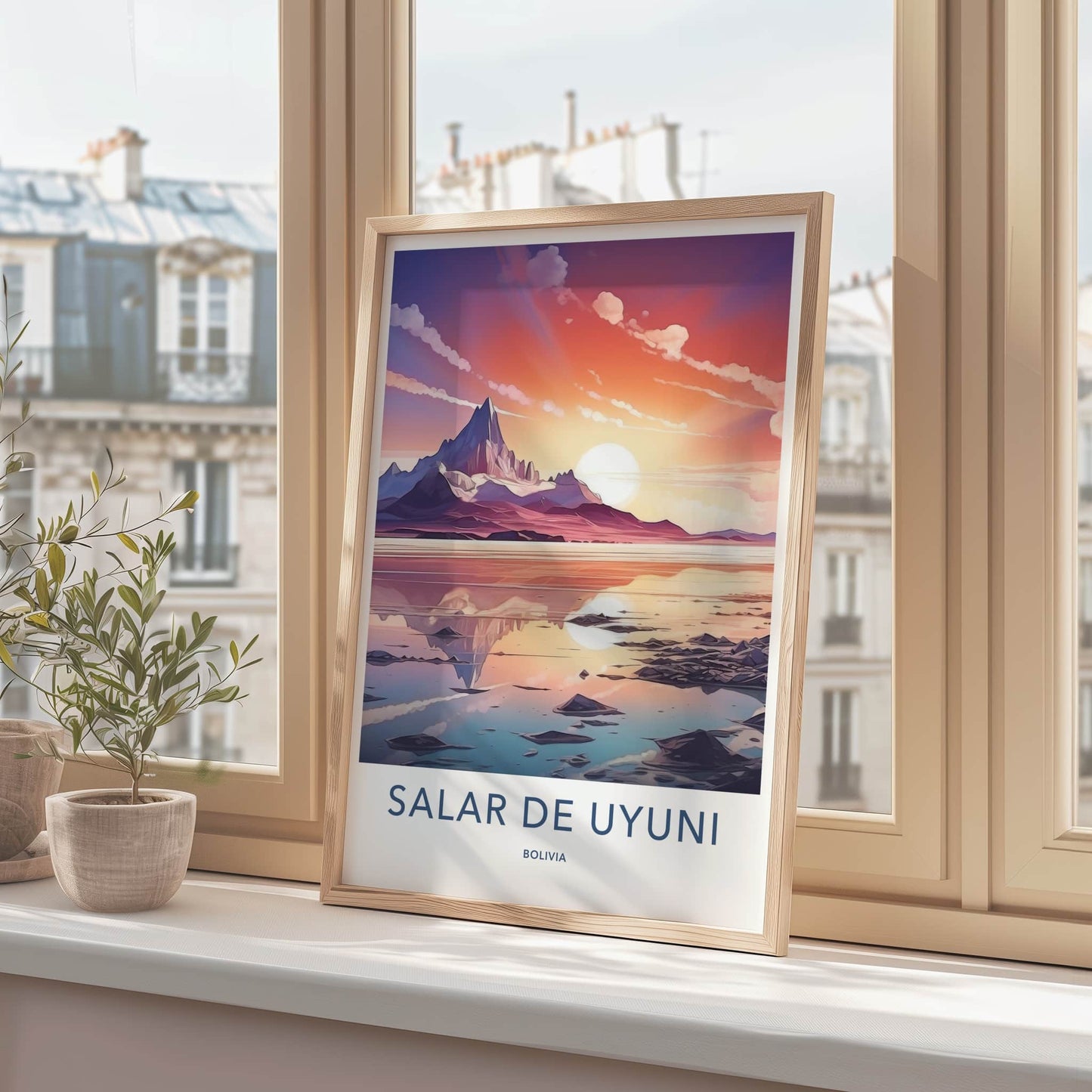 Salar de Uyuni Poster - Bolivia Travel Art - Vibrant Lake Sunset Home Decor