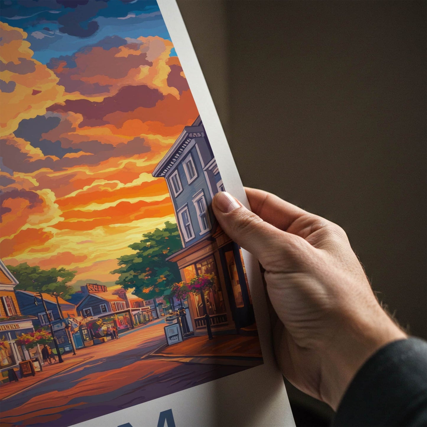 Salem Poster - Massachusetts Travel Art - Historic Street Sunset Wall Decor
