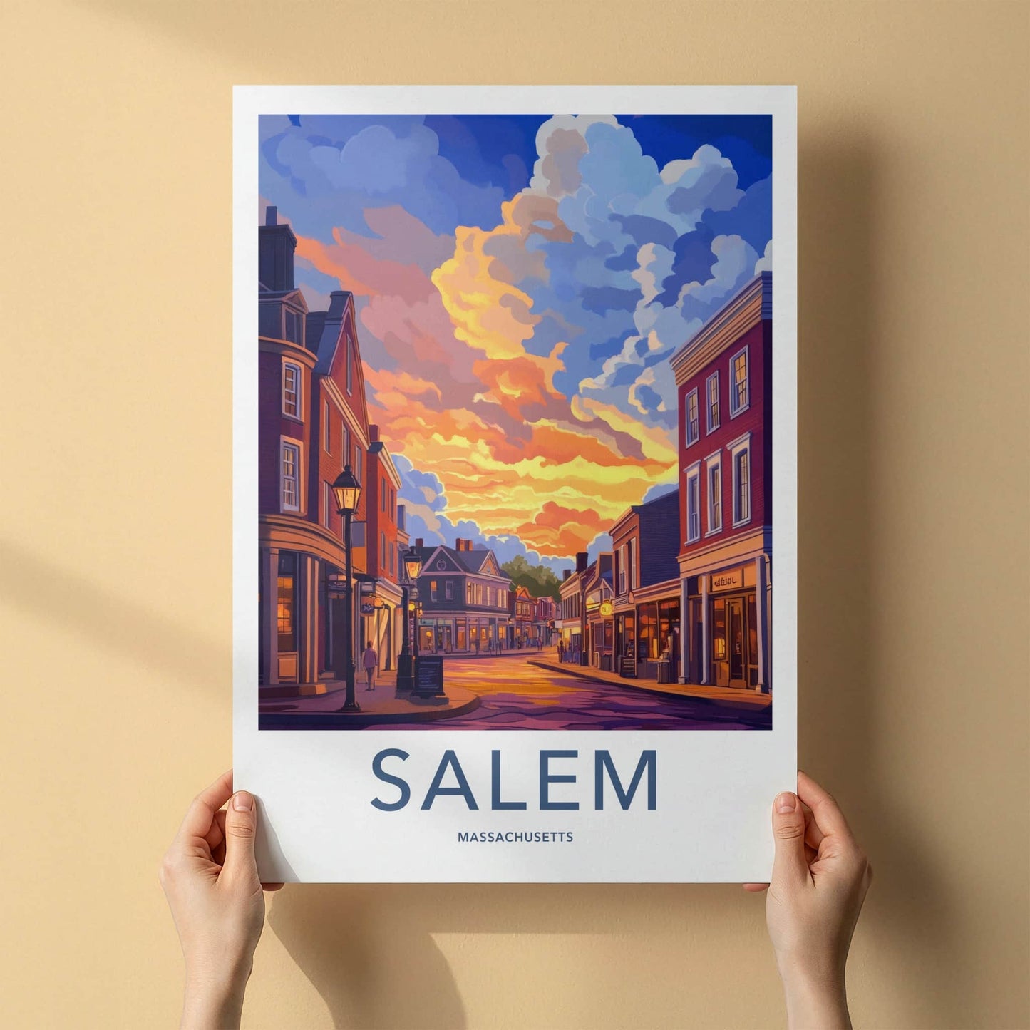 Salem Poster - Massachusetts Wall Art - Historic Street Sunset Home Decor