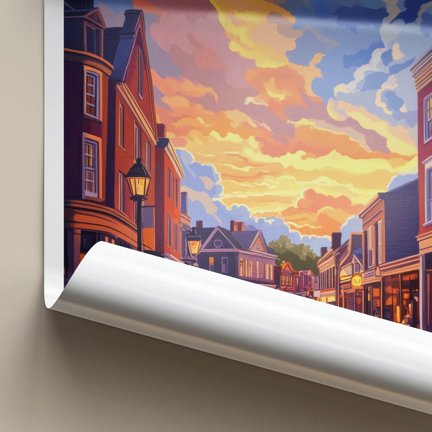 Salem Poster - Massachusetts Wall Art - Historic Street Sunset Home Decor