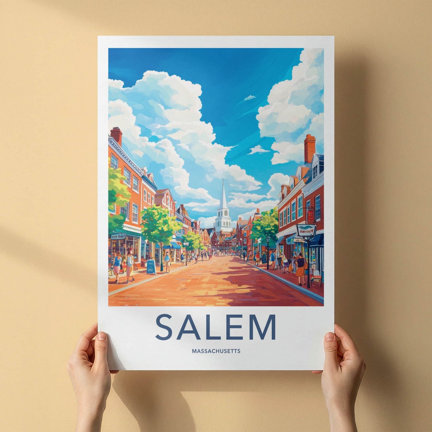 Salem Poster - Massachusetts Wall Art - Lively Town Street Home Decor