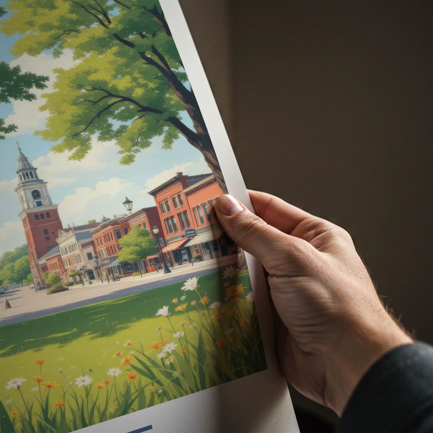 Saline Poster - Michigan Art Print - Historic Clock Tower Gallery Art
