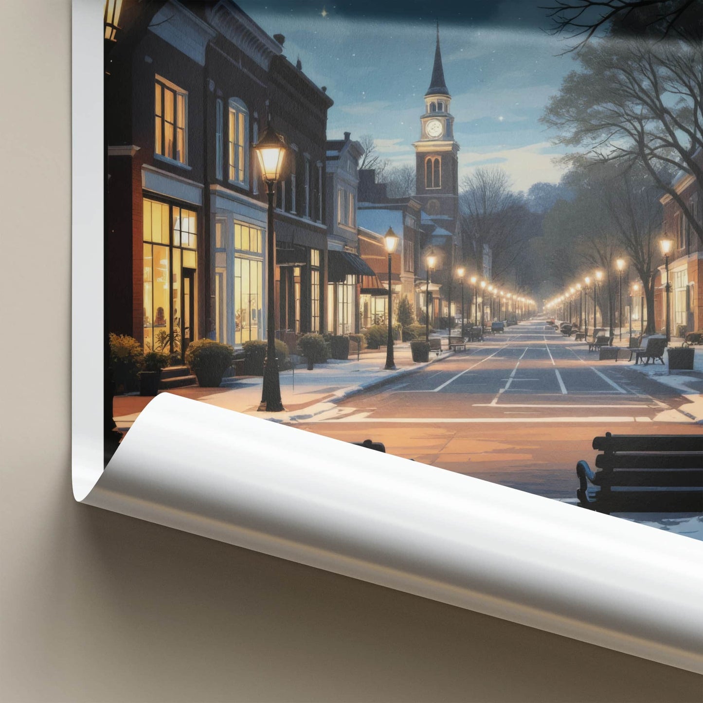 Saline Poster - Michigan Framed Art - Starry Winter Street Home Decor