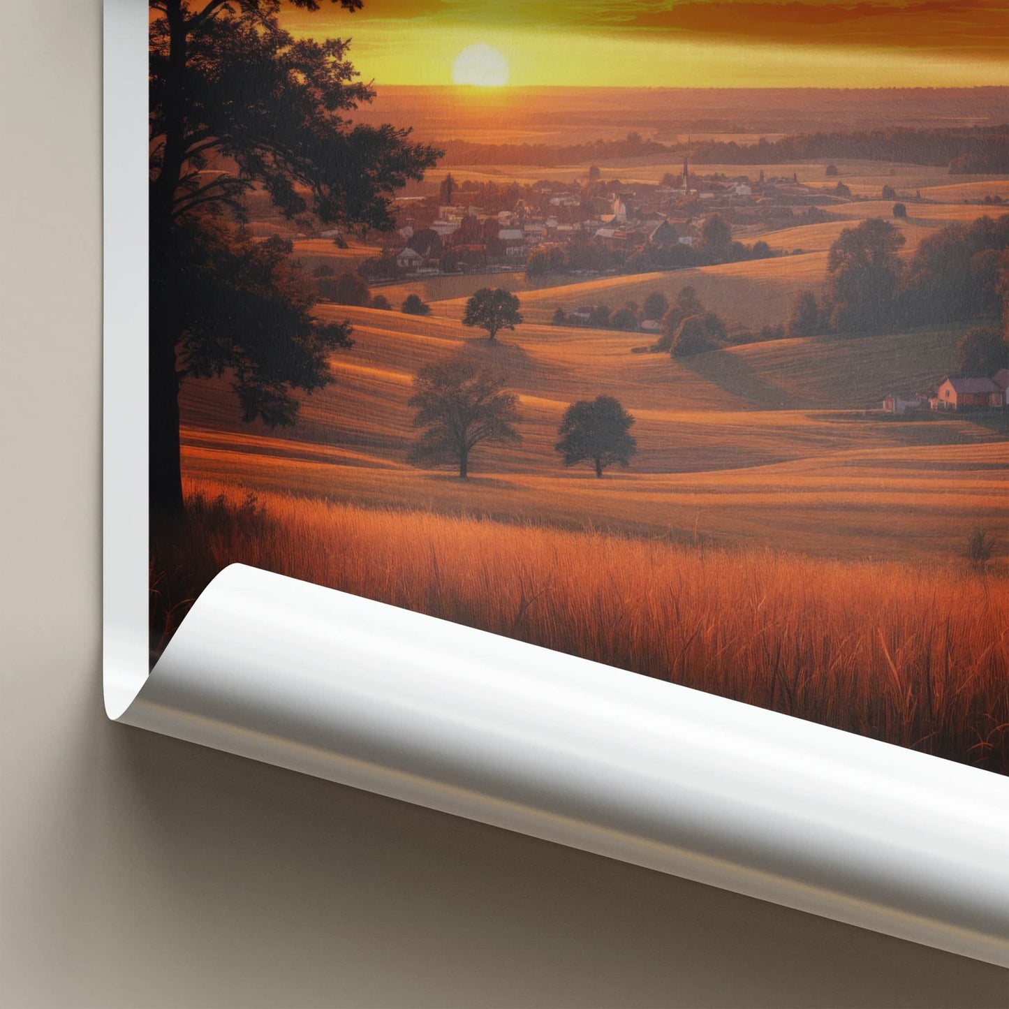Saline Poster - Michigan Travel Art - Vibrant Sunset Village Home Decor