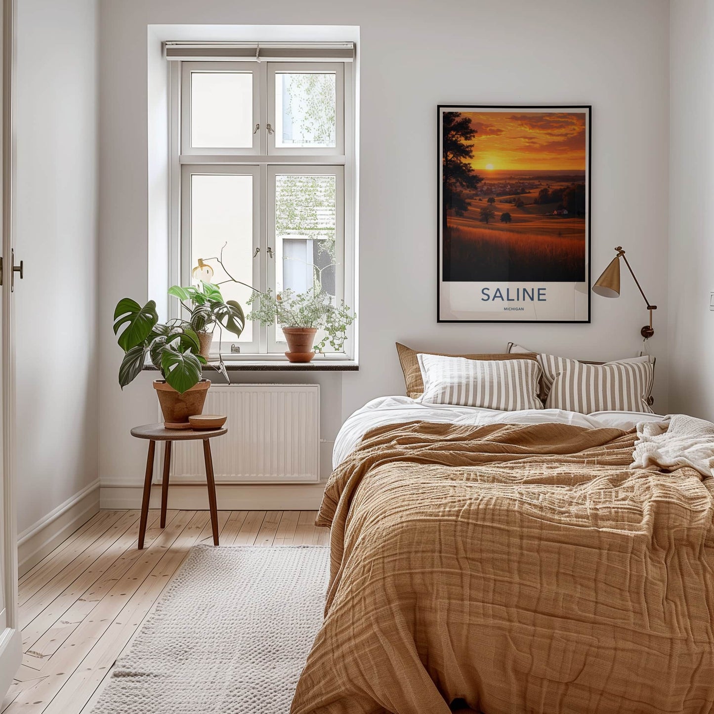 Saline Poster - Michigan Travel Art - Vibrant Sunset Village Home Decor