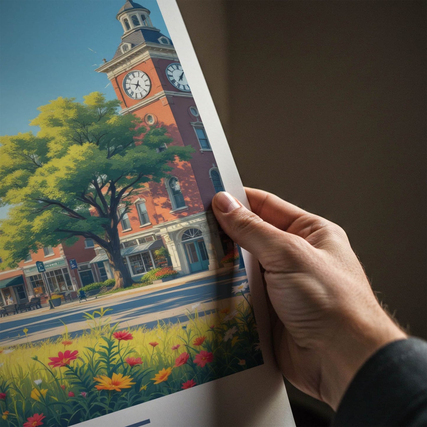 Saline Poster - Michigan Travel Print - Town Clock Tower Gallery Art