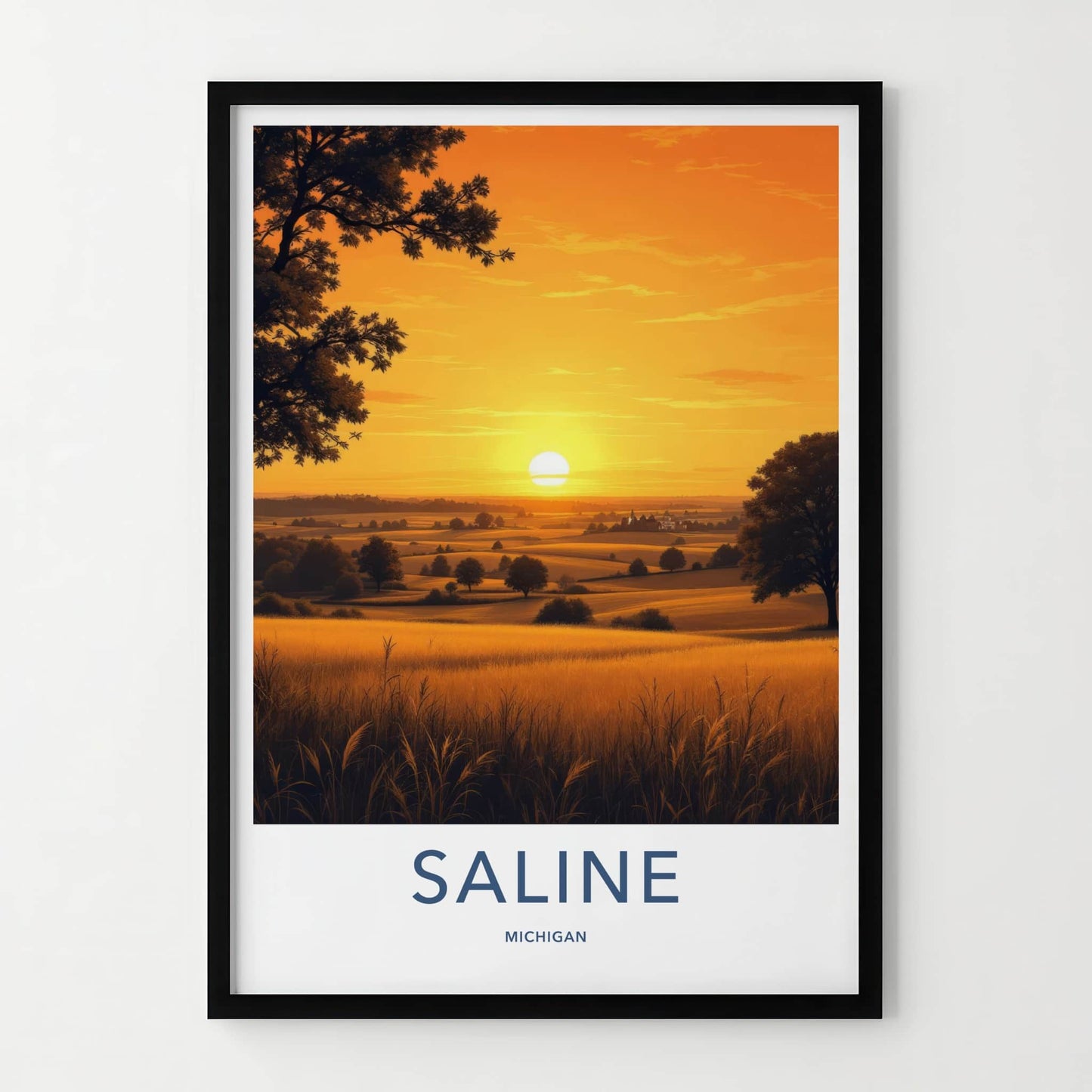 Saline Poster - Michigan Wall Art - Golden Fields Sunset Home Decor