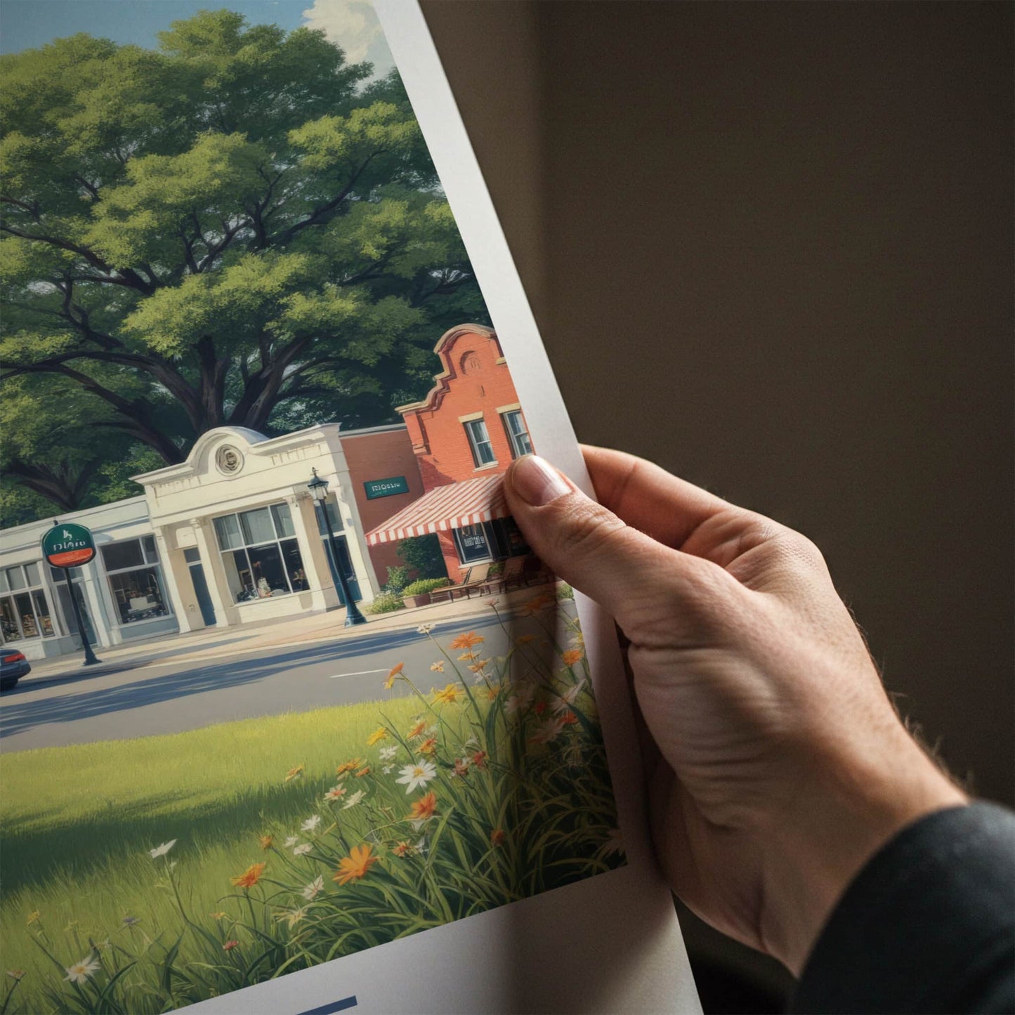 Saline Poster - Michigan Wall Art - Idyllic Downtown Scene Home Decor