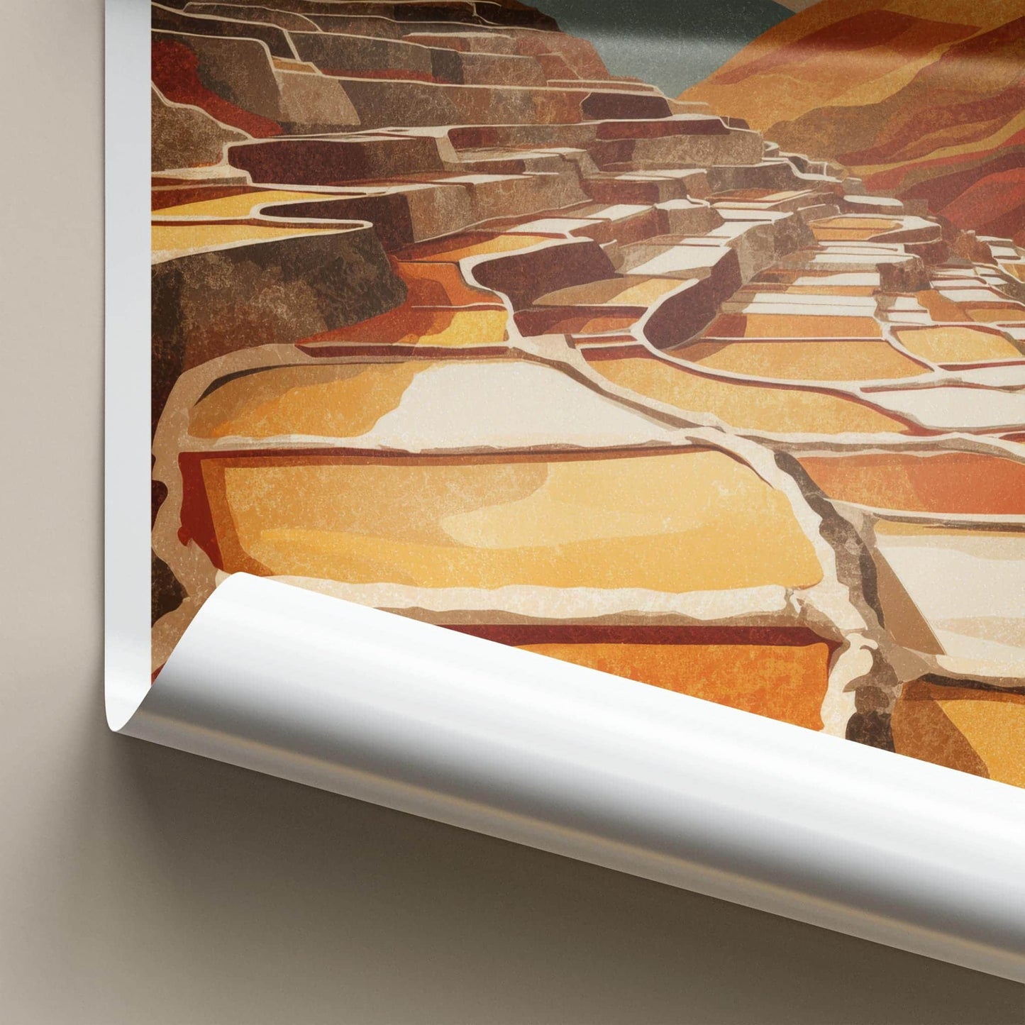 Salineras De Maras Poster - Peru Travel Art - Terraced Salt Ponds Home Decor