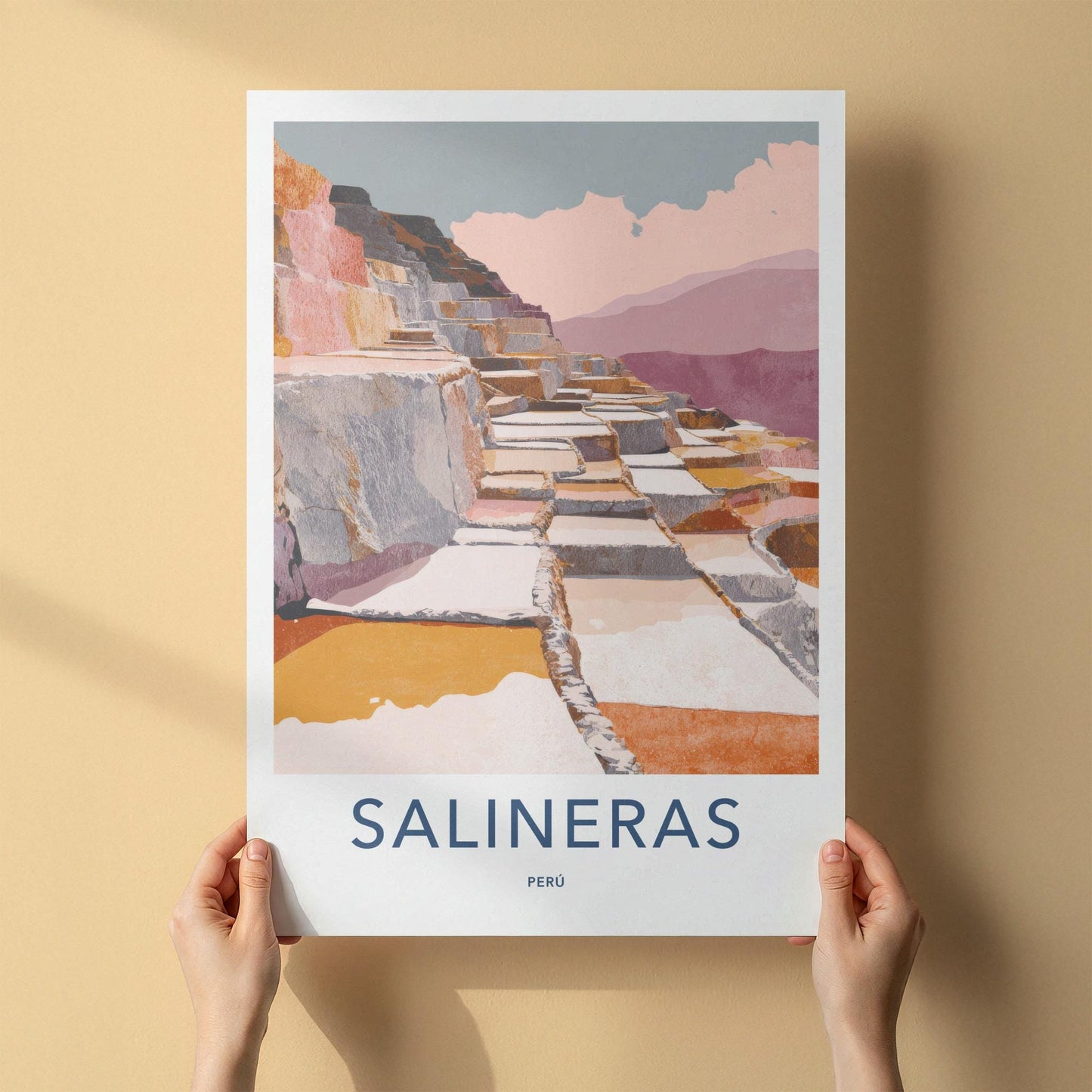 Salineras Poster - Peru Travel Art - Andean Salt Terraces Wall Decor