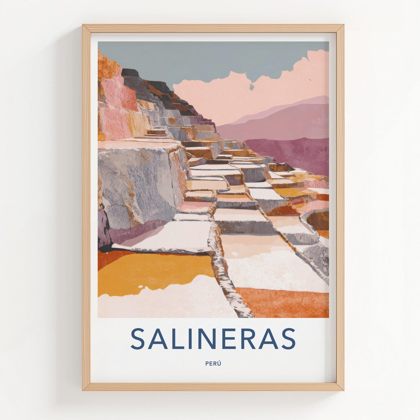 Salineras Poster - Peru Travel Art - Andean Salt Terraces Wall Decor