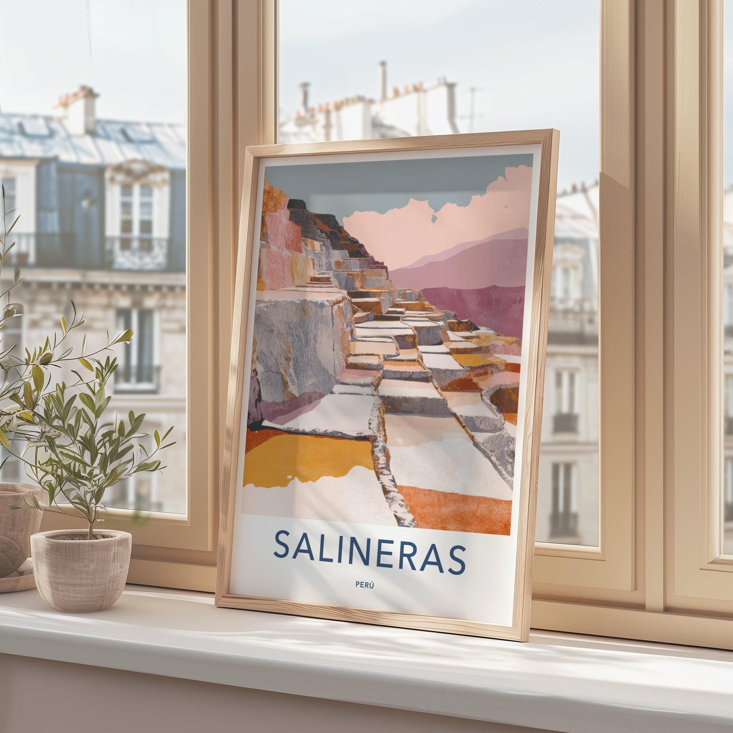 Salineras Poster - Peru Travel Art - Andean Salt Terraces Wall Decor
