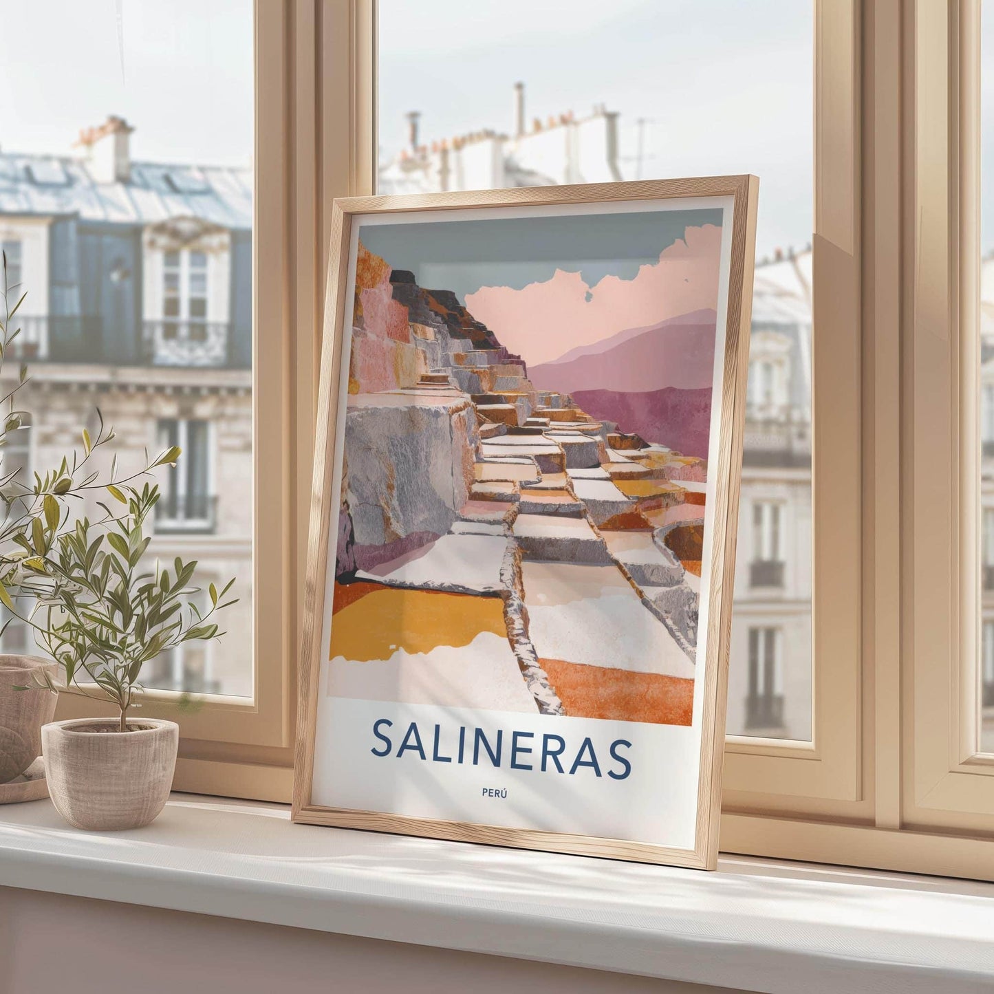 Salineras Poster - Peru Travel Art - Andean Salt Terraces Wall Decor