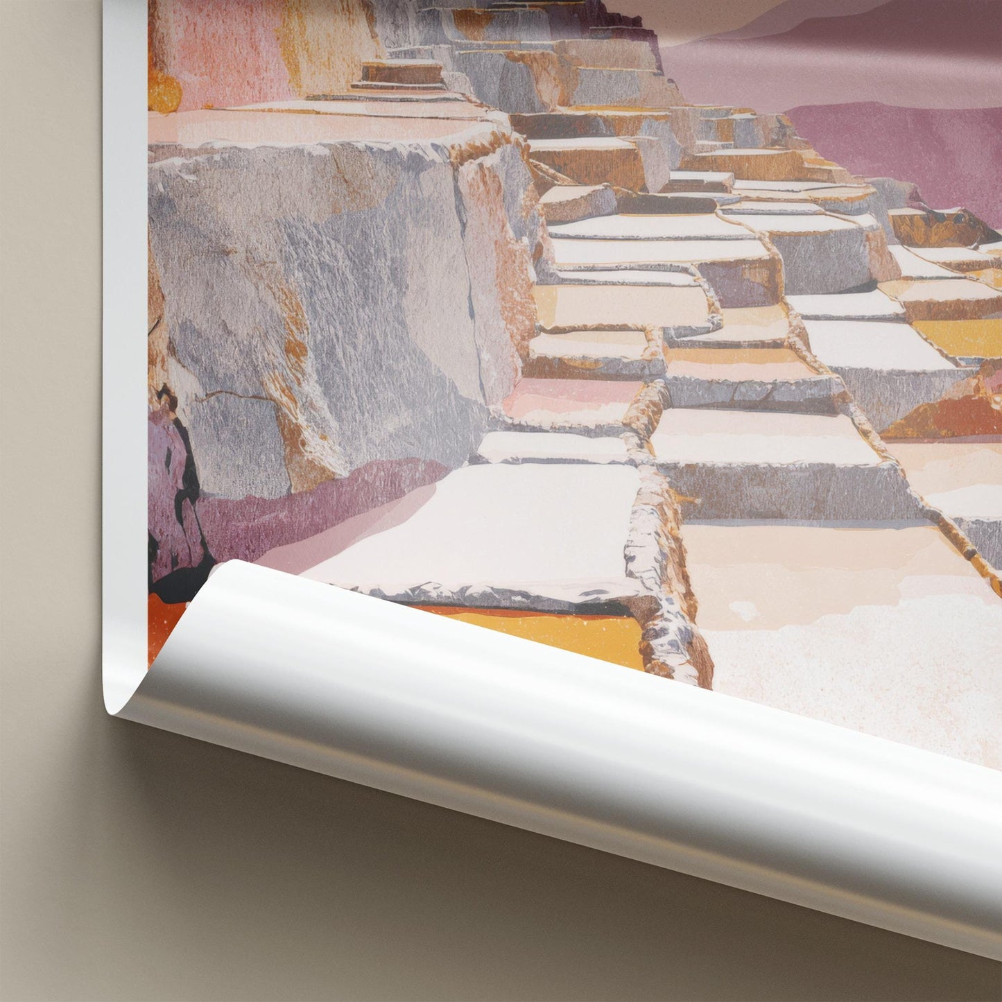 Salineras Poster - Peru Travel Art - Andean Salt Terraces Wall Decor