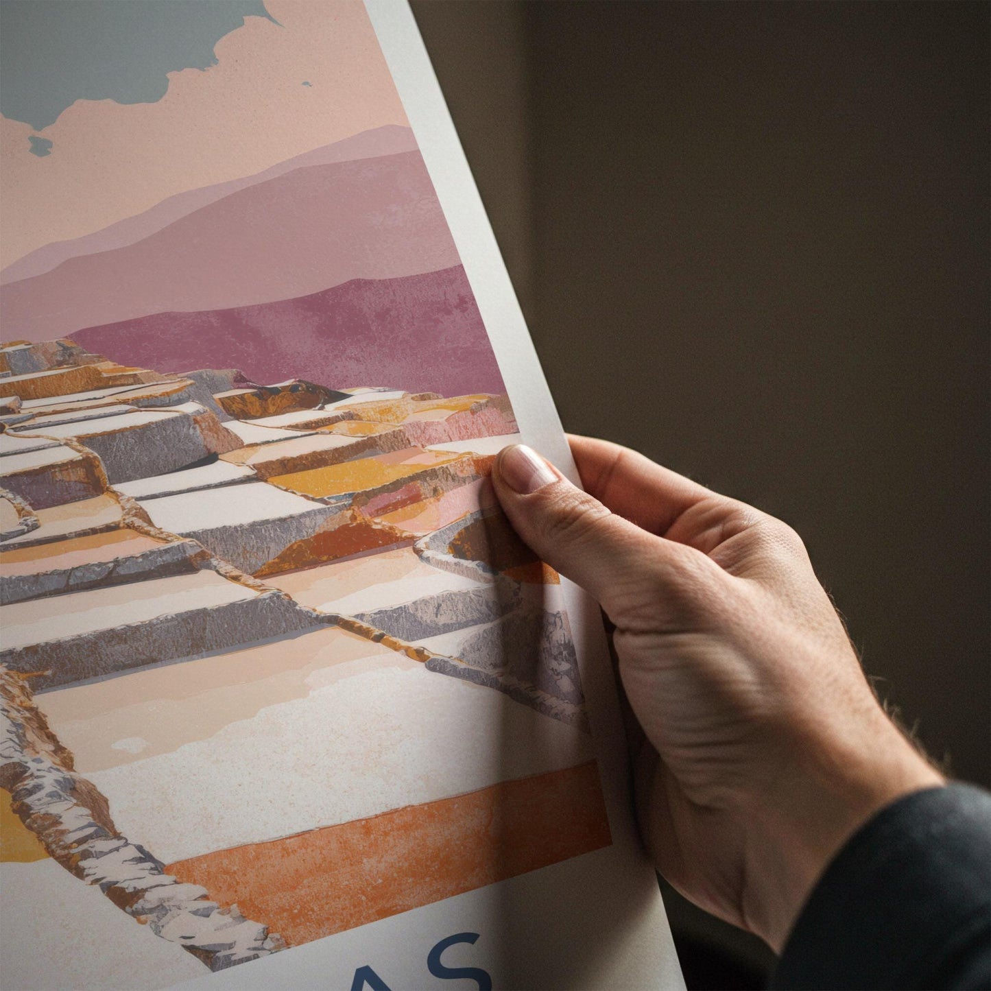 Salineras Poster - Peru Travel Art - Andean Salt Terraces Wall Decor
