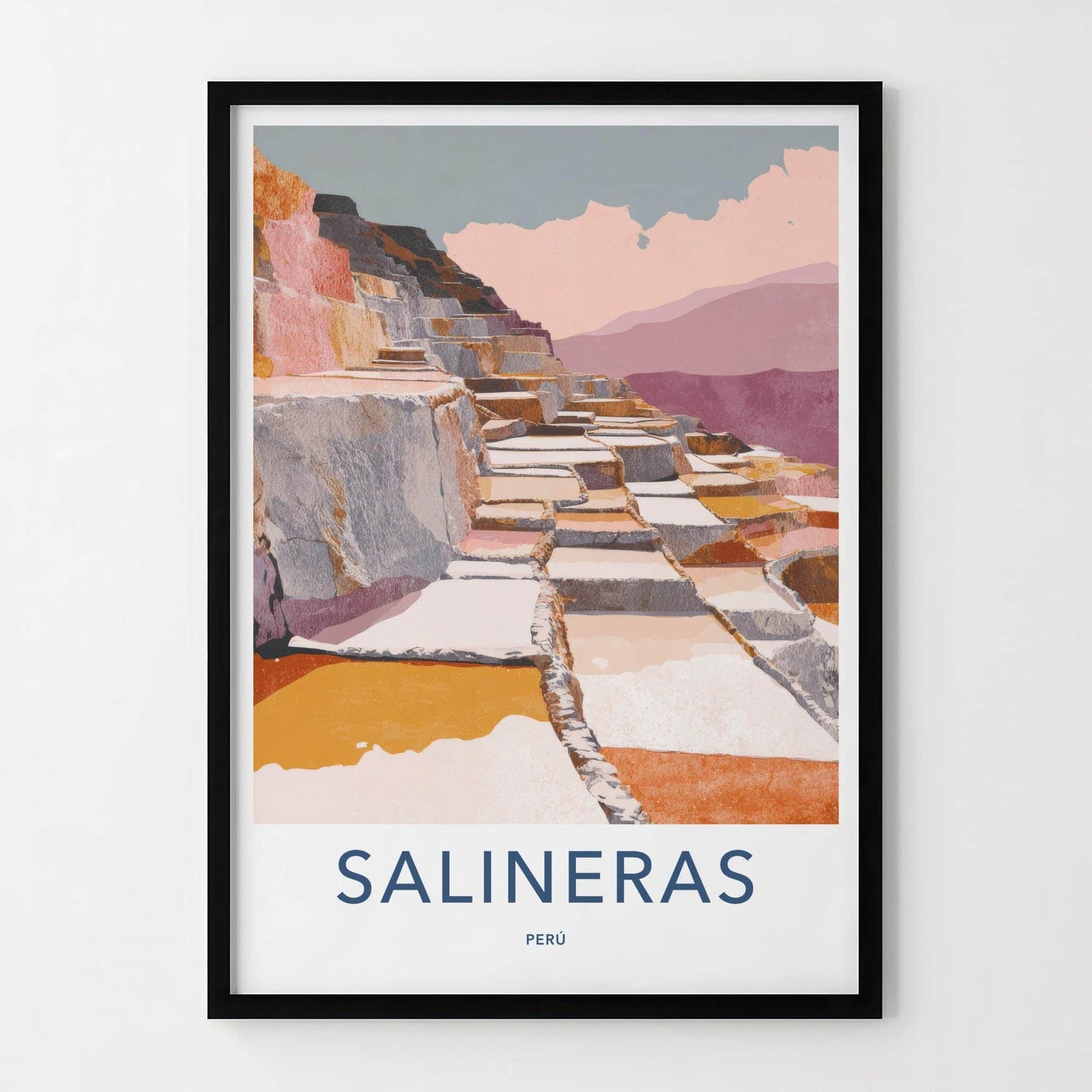 Salineras Poster - Peru Travel Art - Andean Salt Terraces Wall Decor