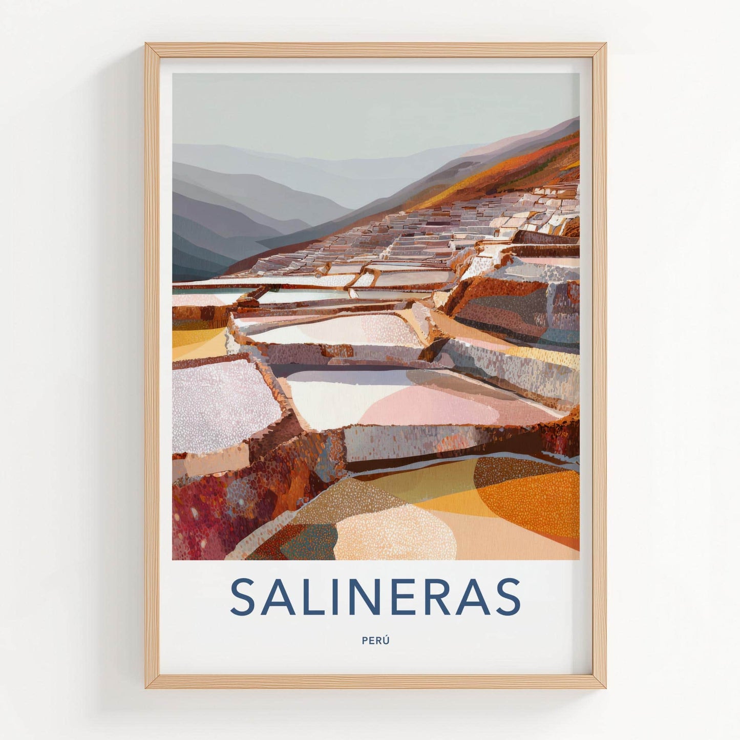 Salineras Poster - Peru Travel Art - Terraced Salt Ponds Wall Decor