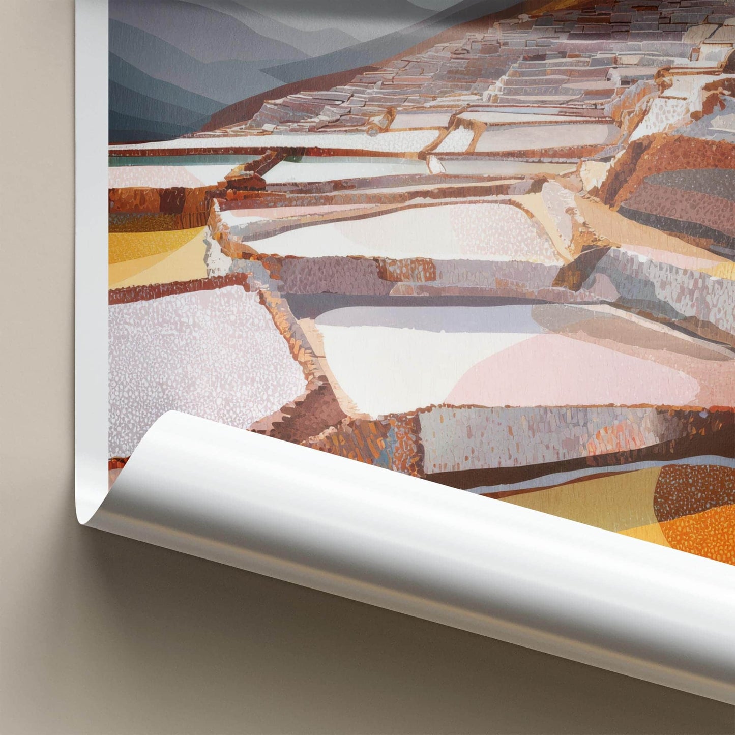 Salineras Poster - Peru Travel Art - Terraced Salt Ponds Wall Decor