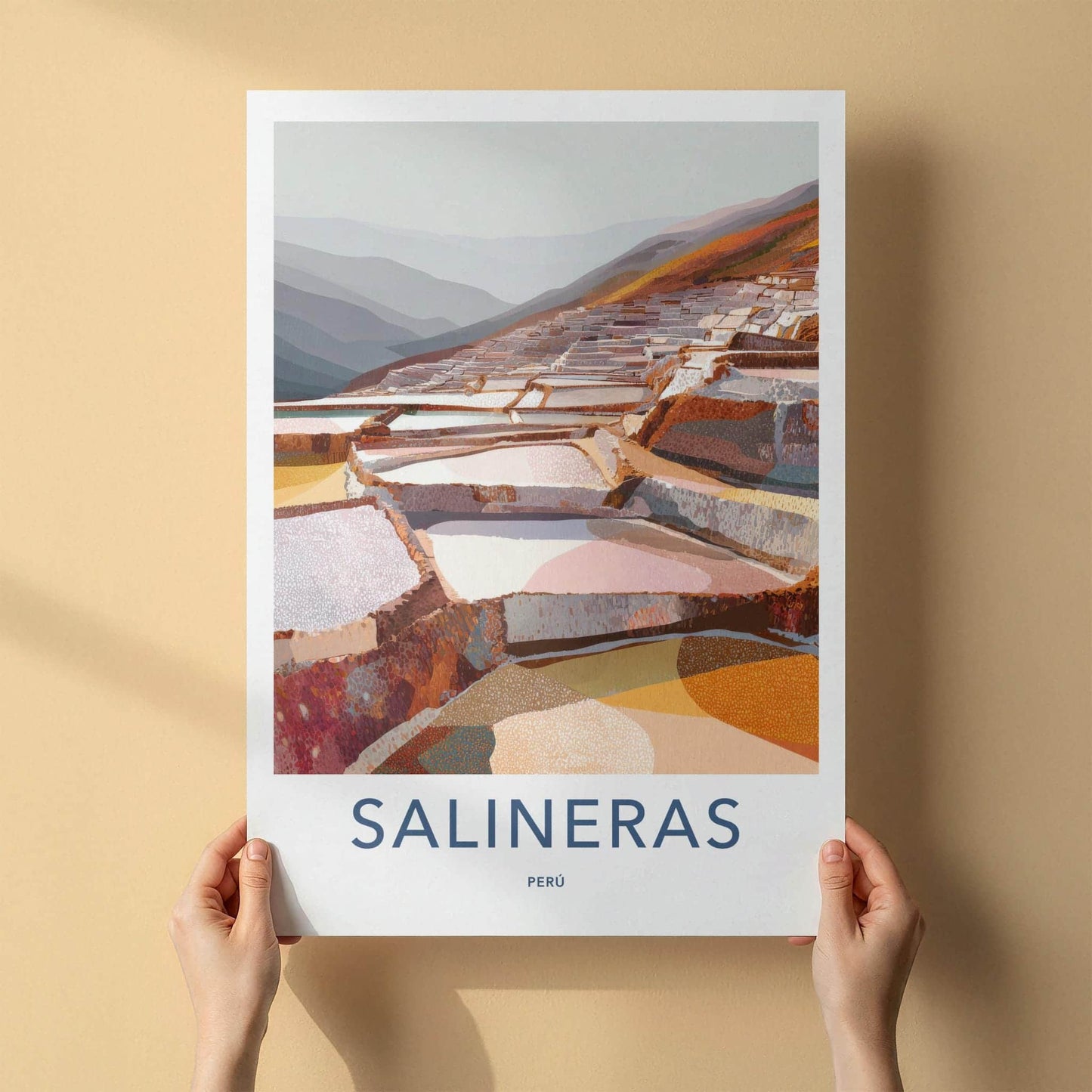 Salineras Poster - Peru Travel Art - Terraced Salt Ponds Wall Decor