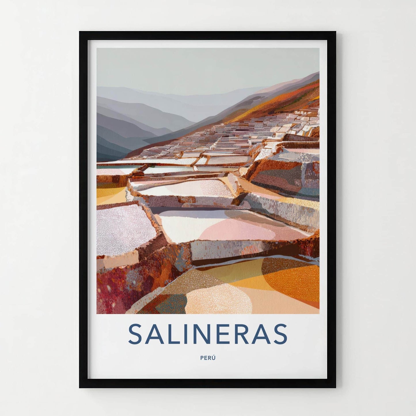 Salineras Poster - Peru Travel Art - Terraced Salt Ponds Wall Decor